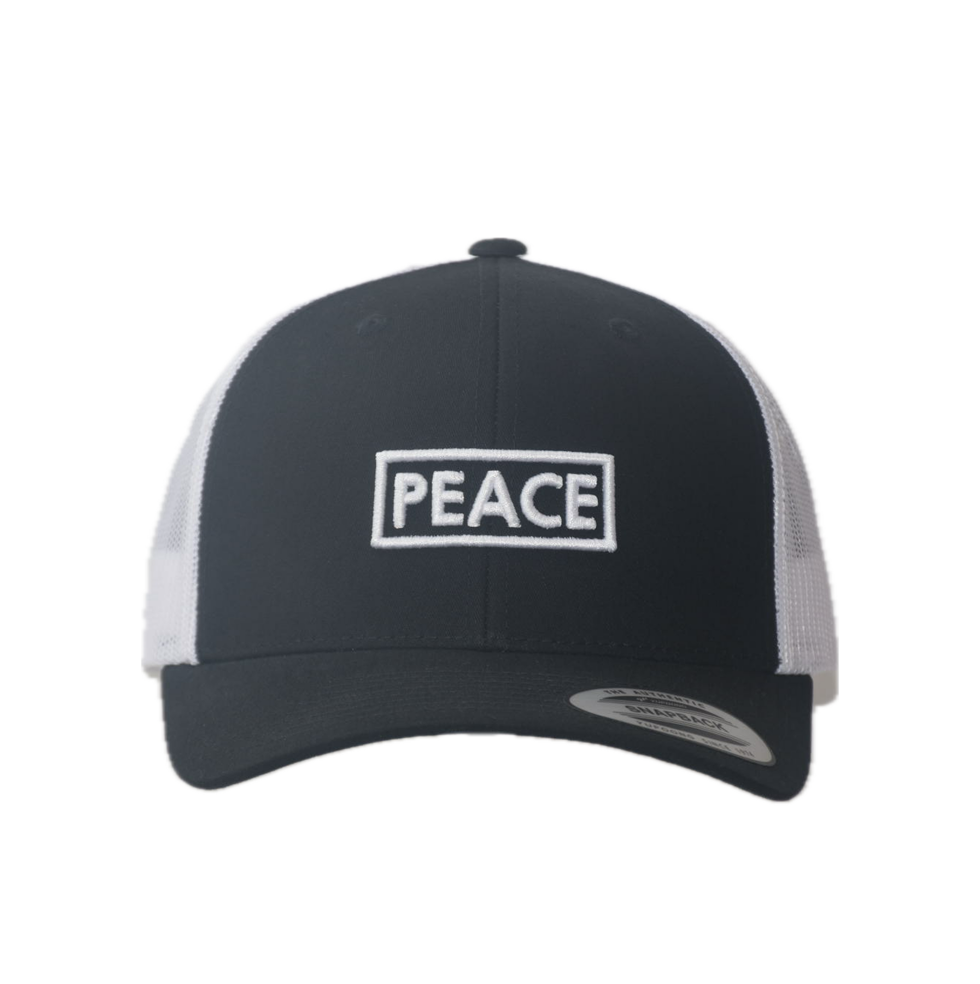 Casquette Trucker PEACE Bicolore Noire Blanche - Logo Blanc