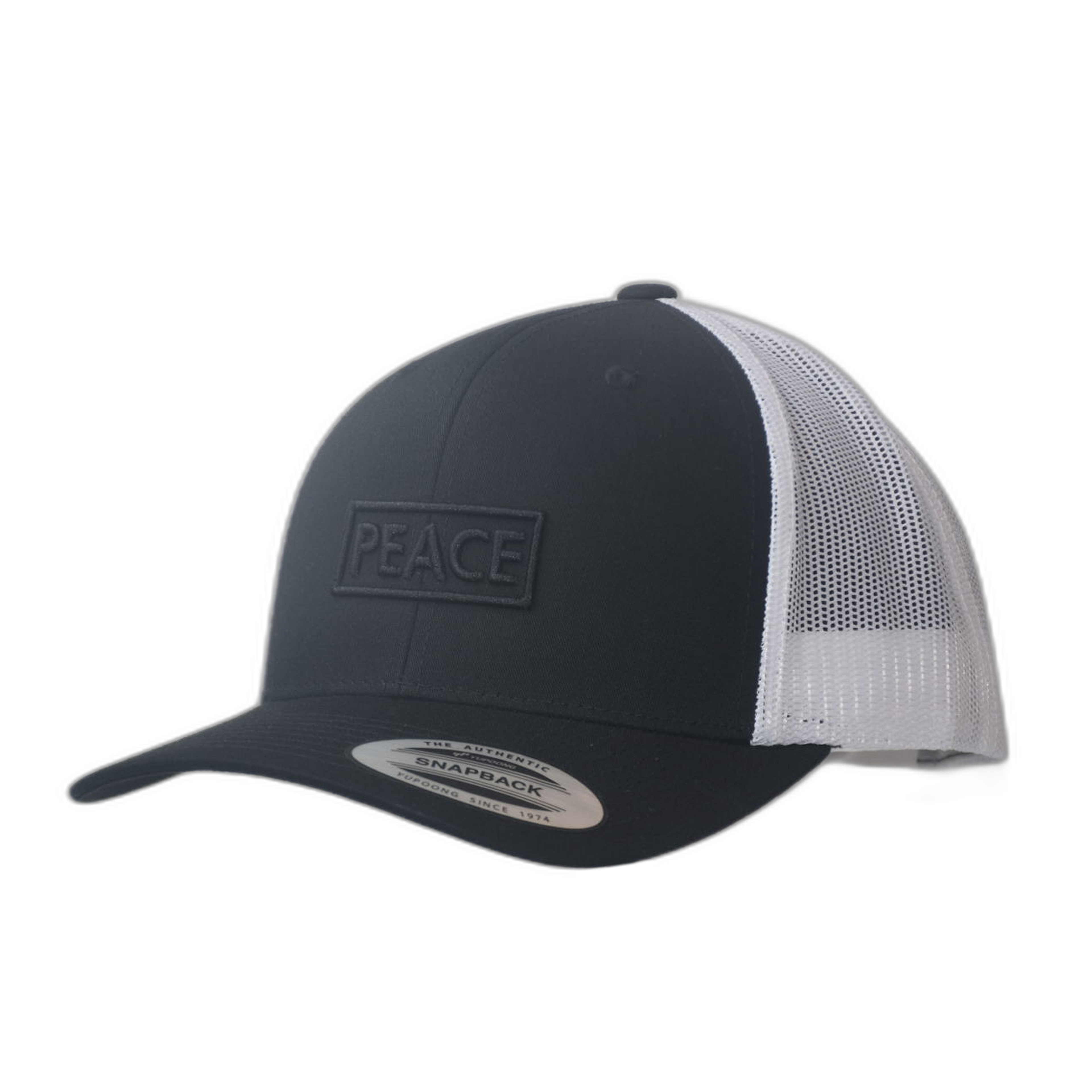 Casquette Trucker PEACE Bicolore Noire Blanche - Logo Noir