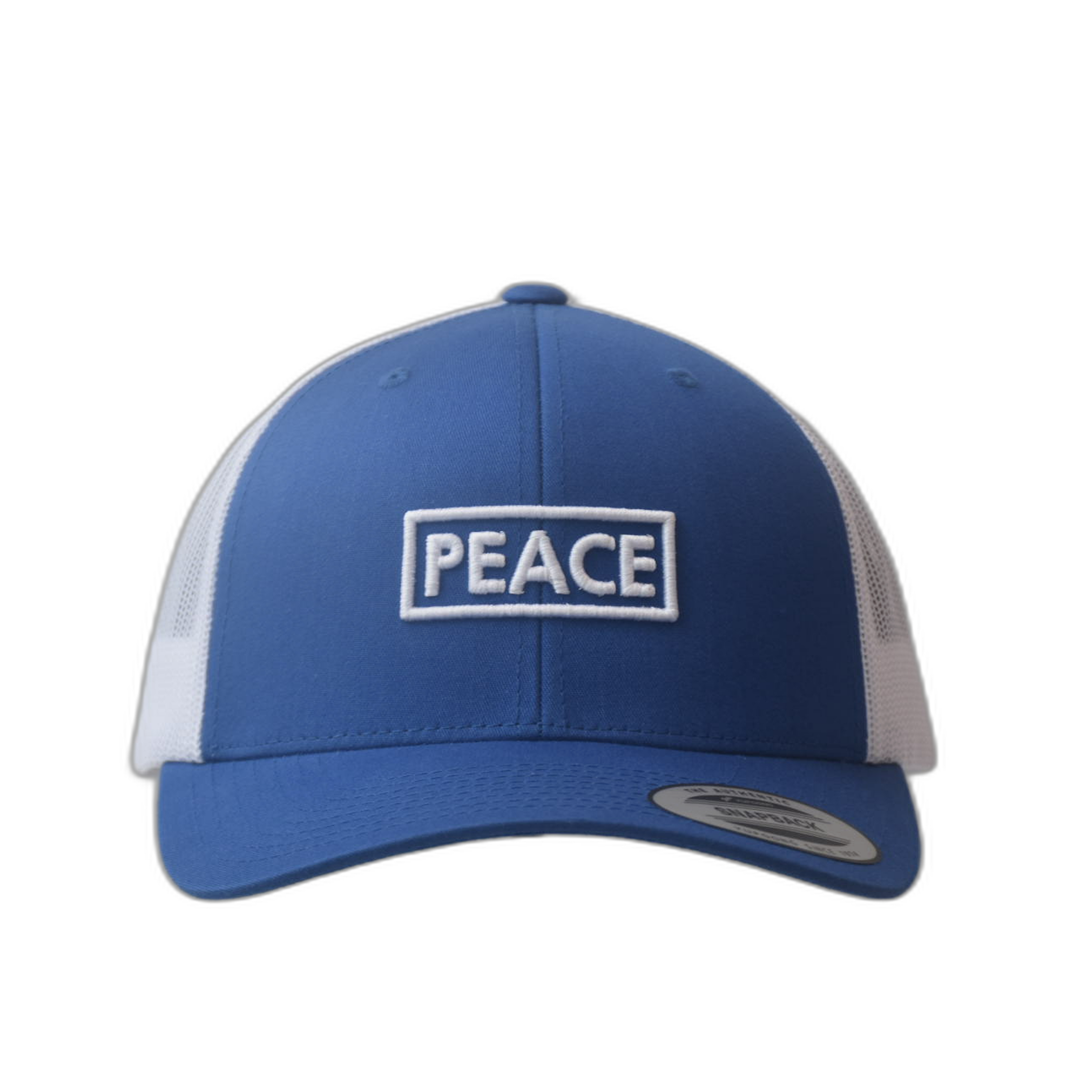 Casquette Trucker PEACE Bicolore Bleue Blanche - Logo Blanc