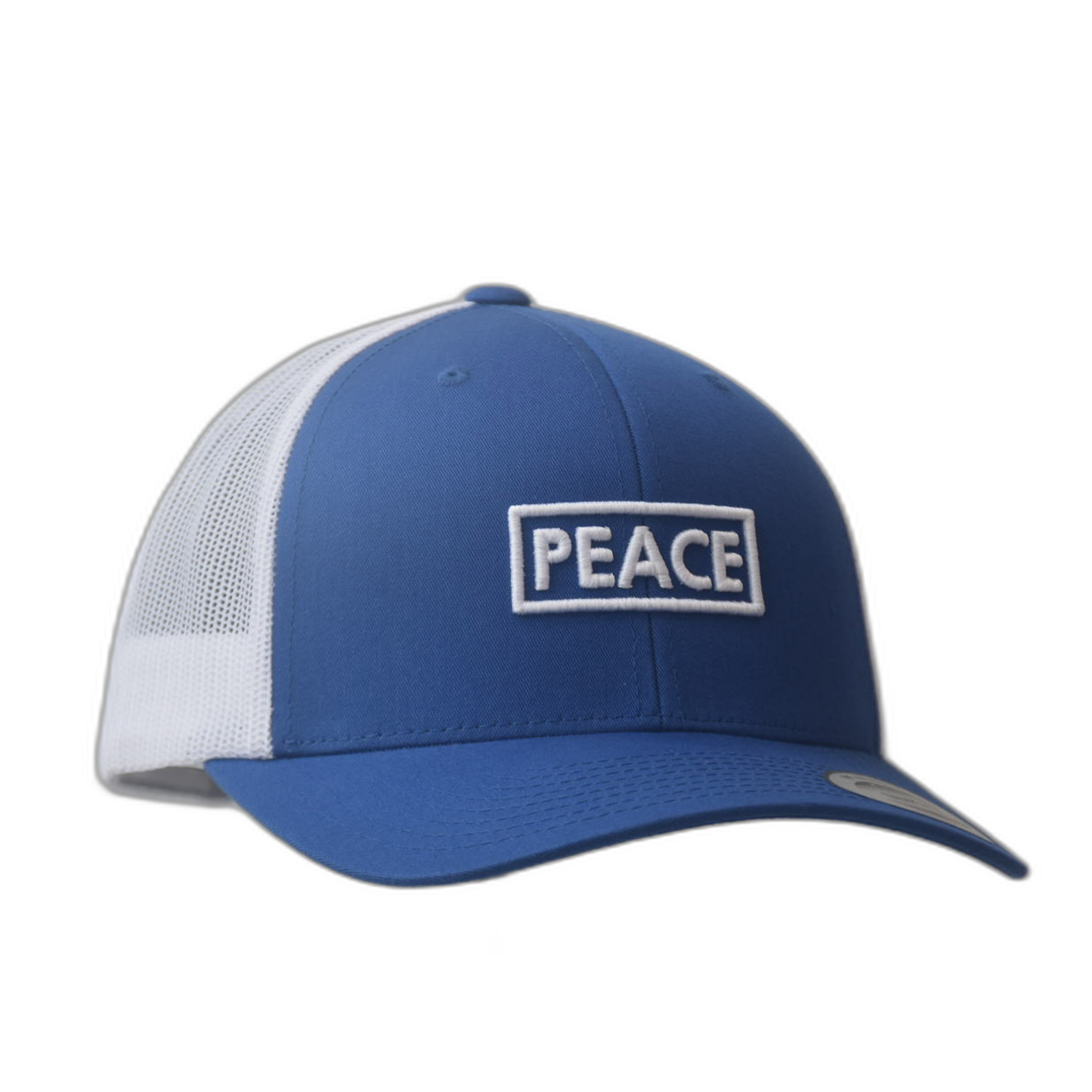 Casquette Trucker PEACE Bicolore Bleue Blanche - Logo Blanc