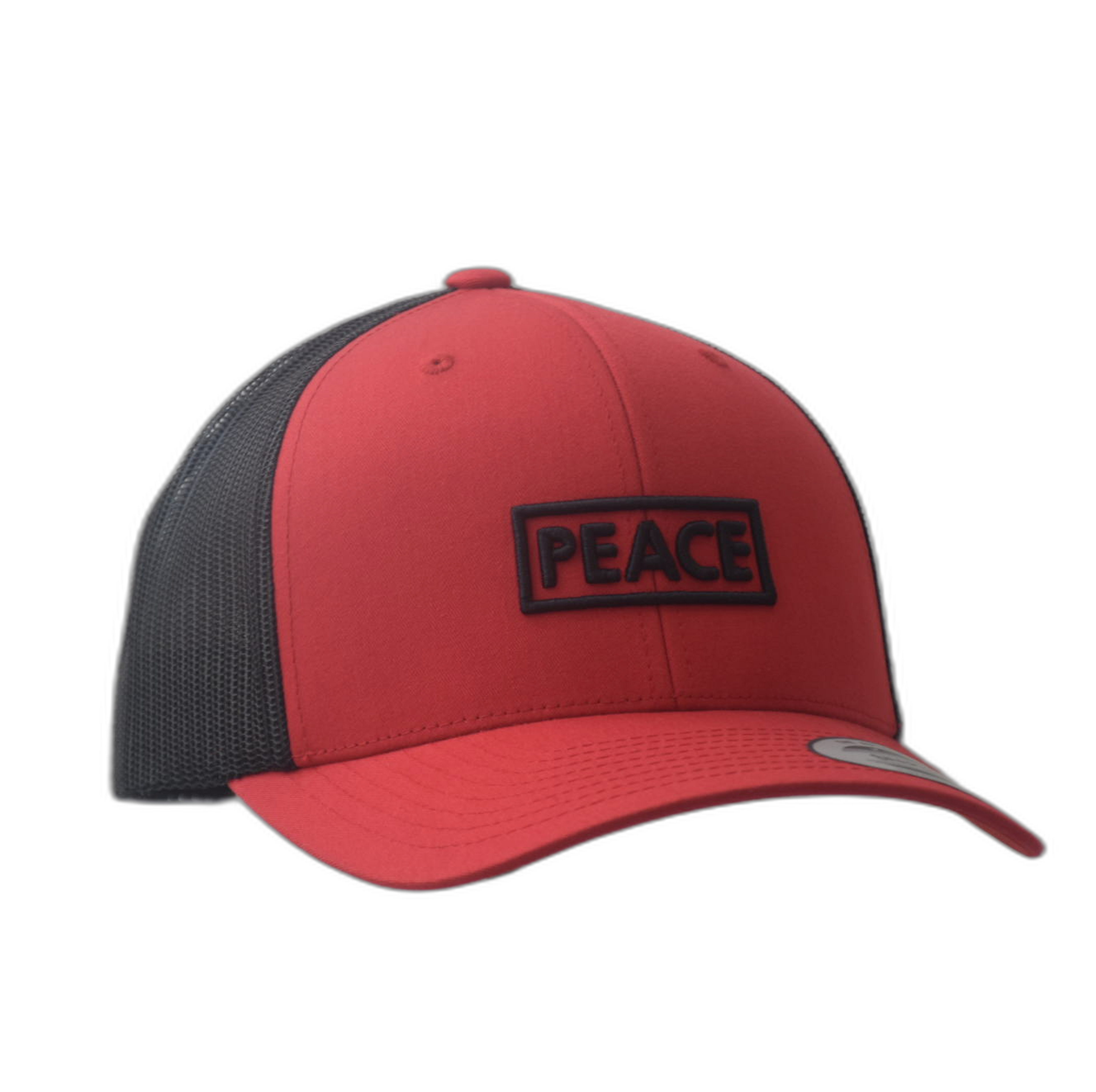Casquette Trucker PEACE Bicolore Rouge Noire - Logo Noir