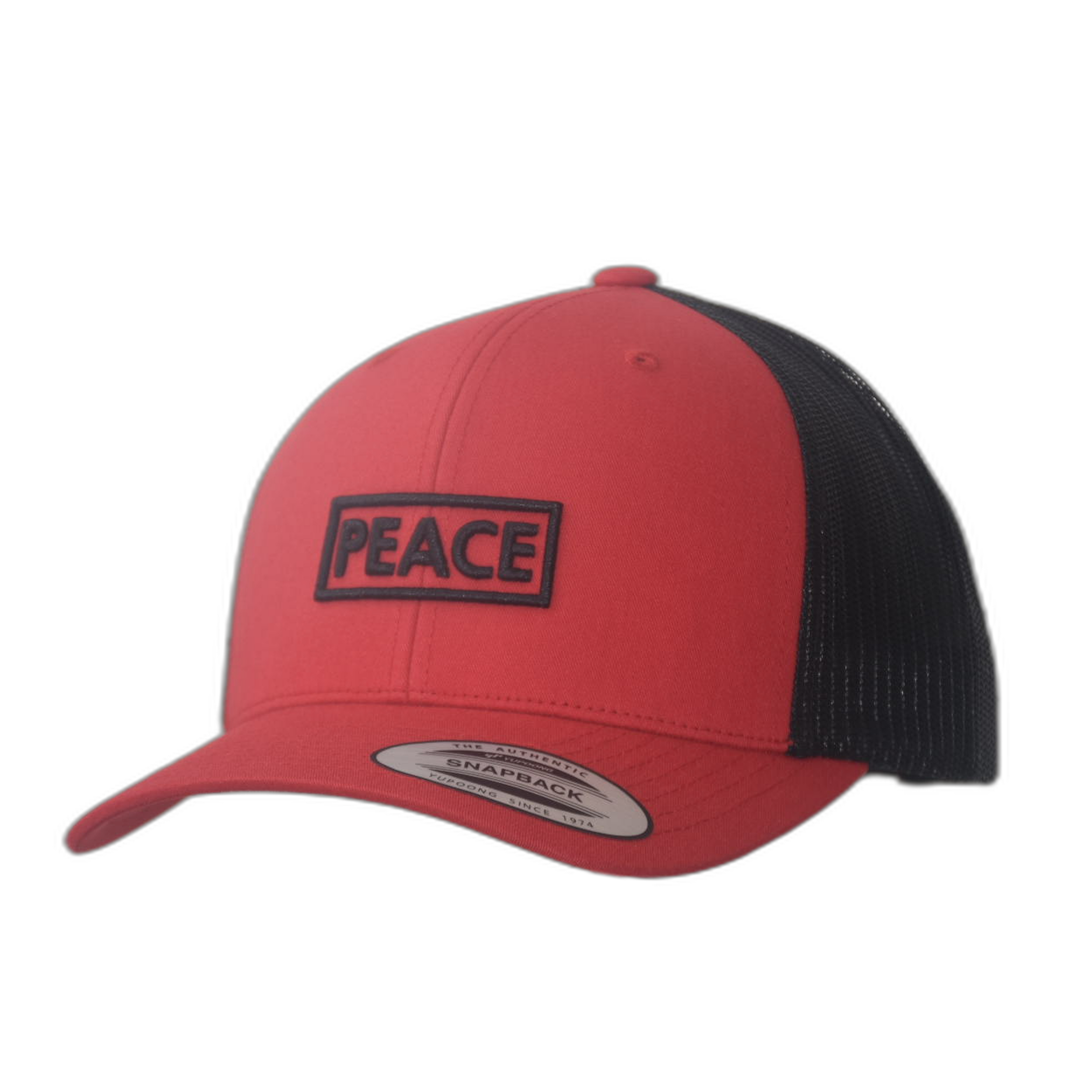 Casquette Trucker PEACE Bicolore Rouge Noire - Logo Noir