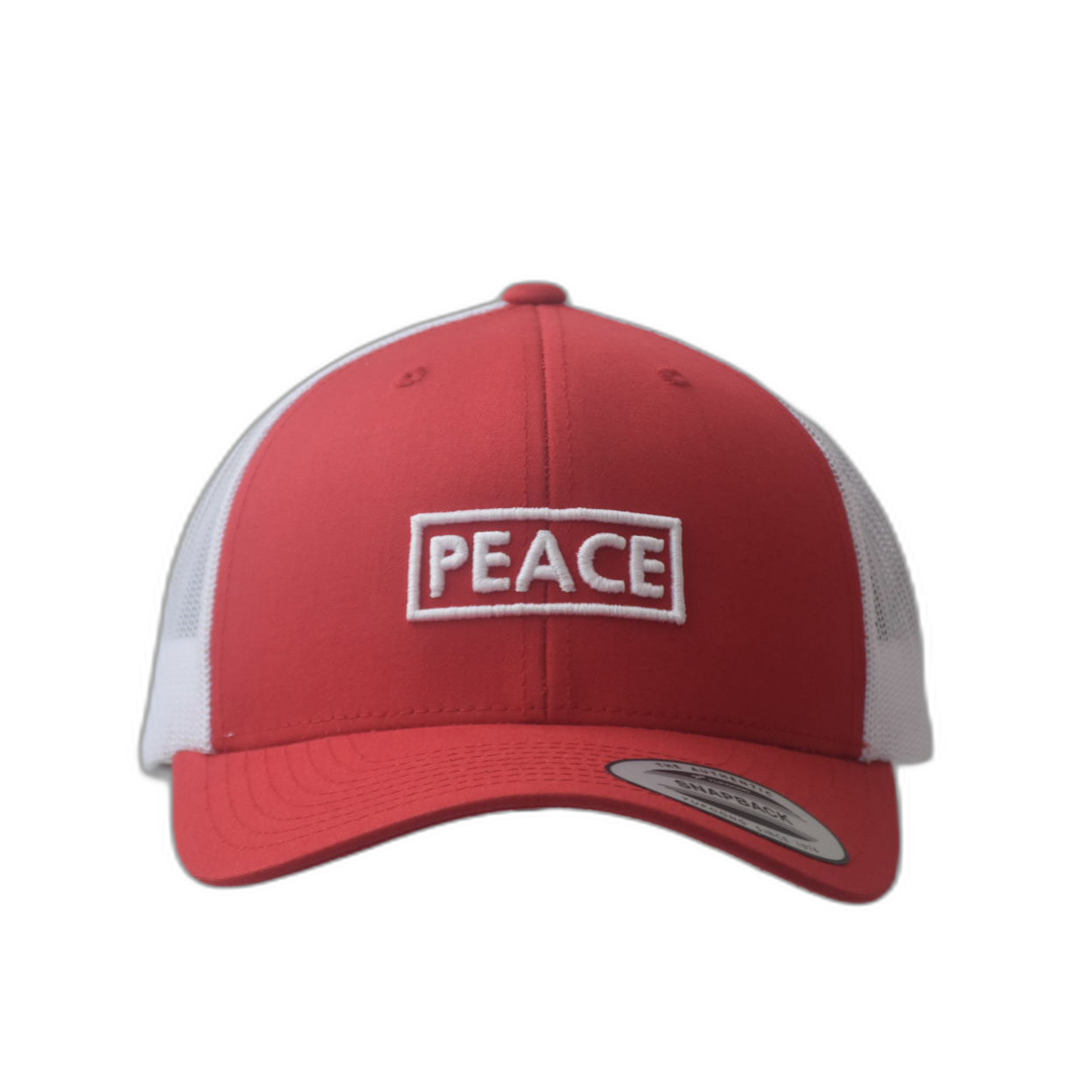 Casquette Trucker PEACE Bicolore Rouge Blanche - Logo Blanc