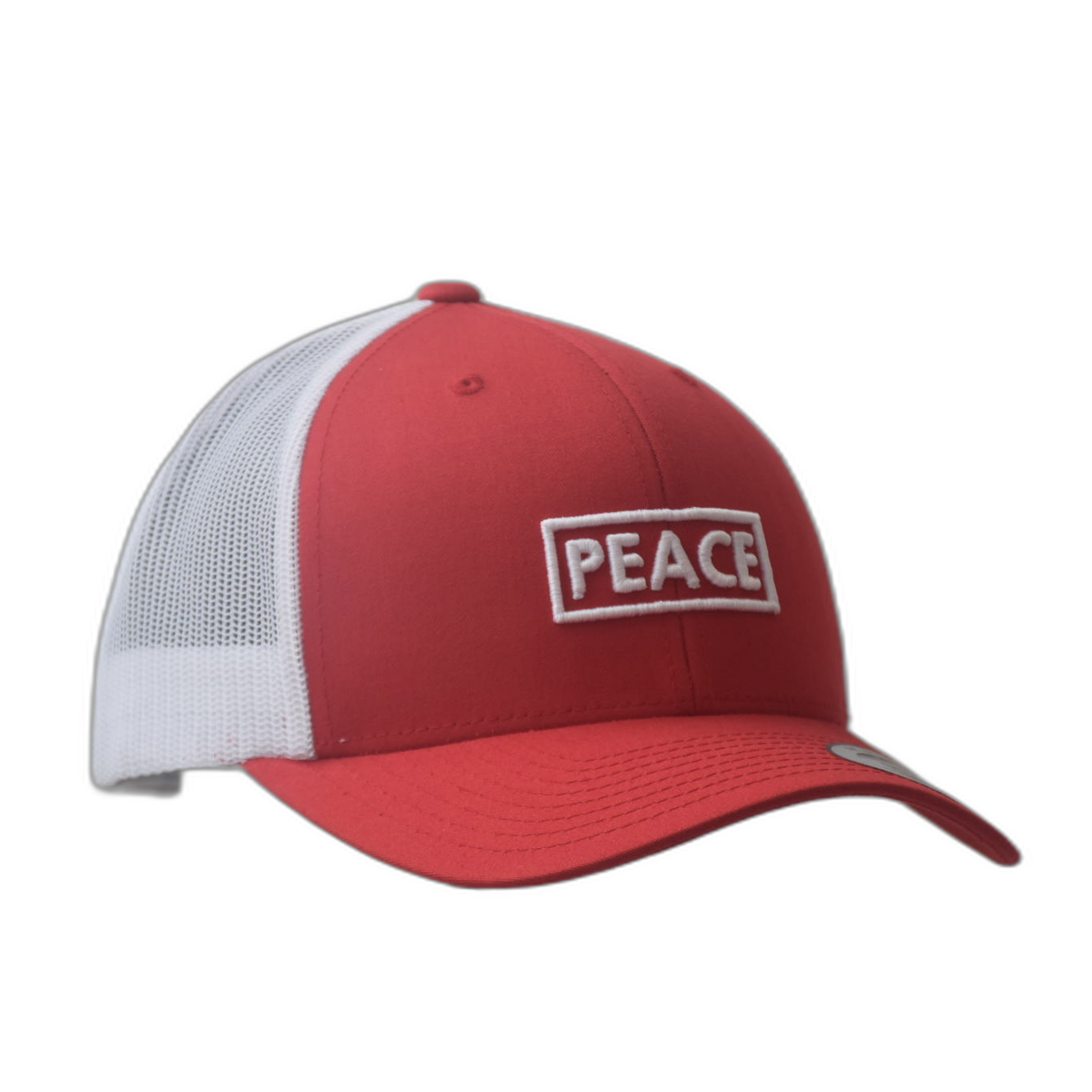 Casquette Trucker PEACE Bicolore Rouge Blanche - Logo Blanc