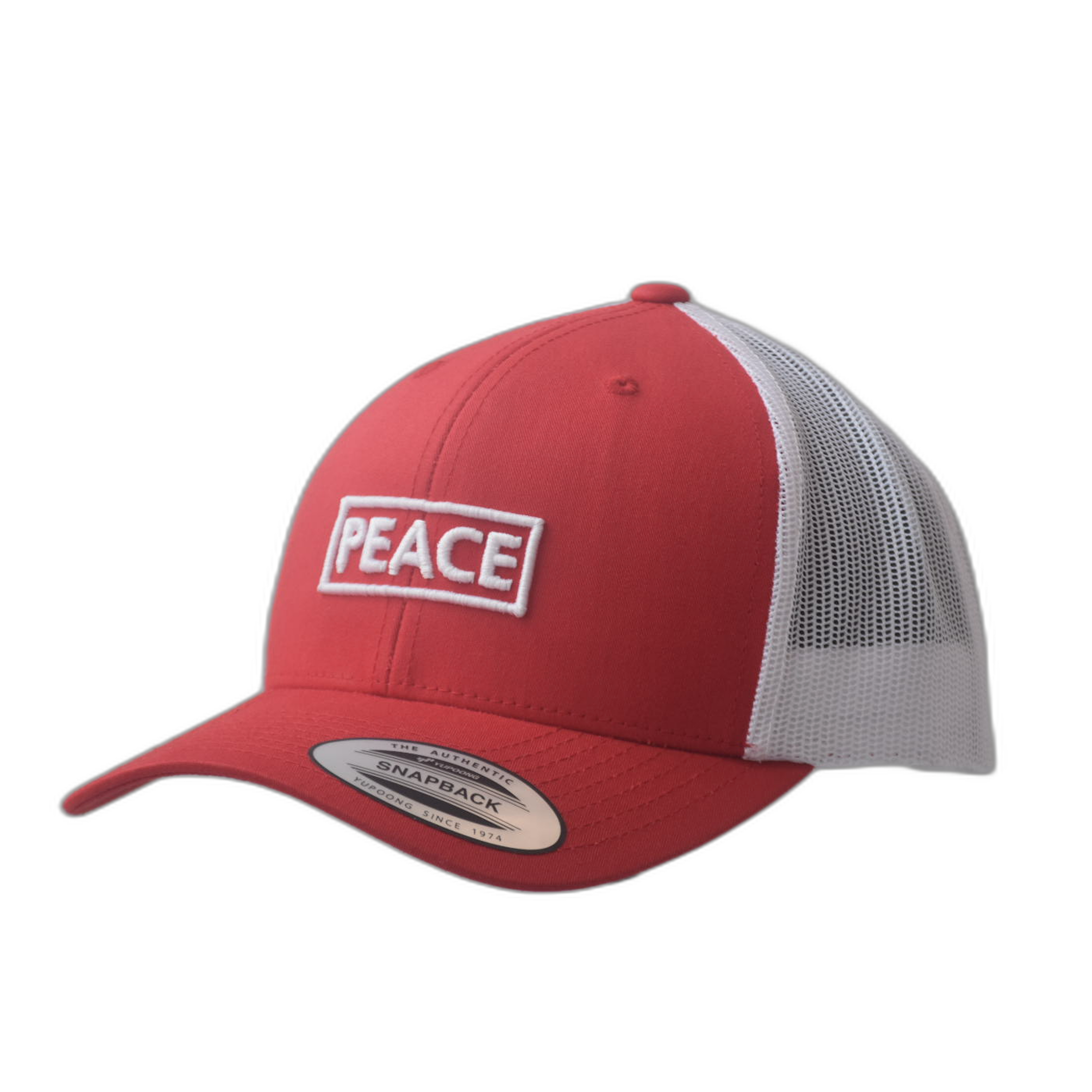 Casquette Trucker PEACE Bicolore Rouge Blanche - Logo Blanc