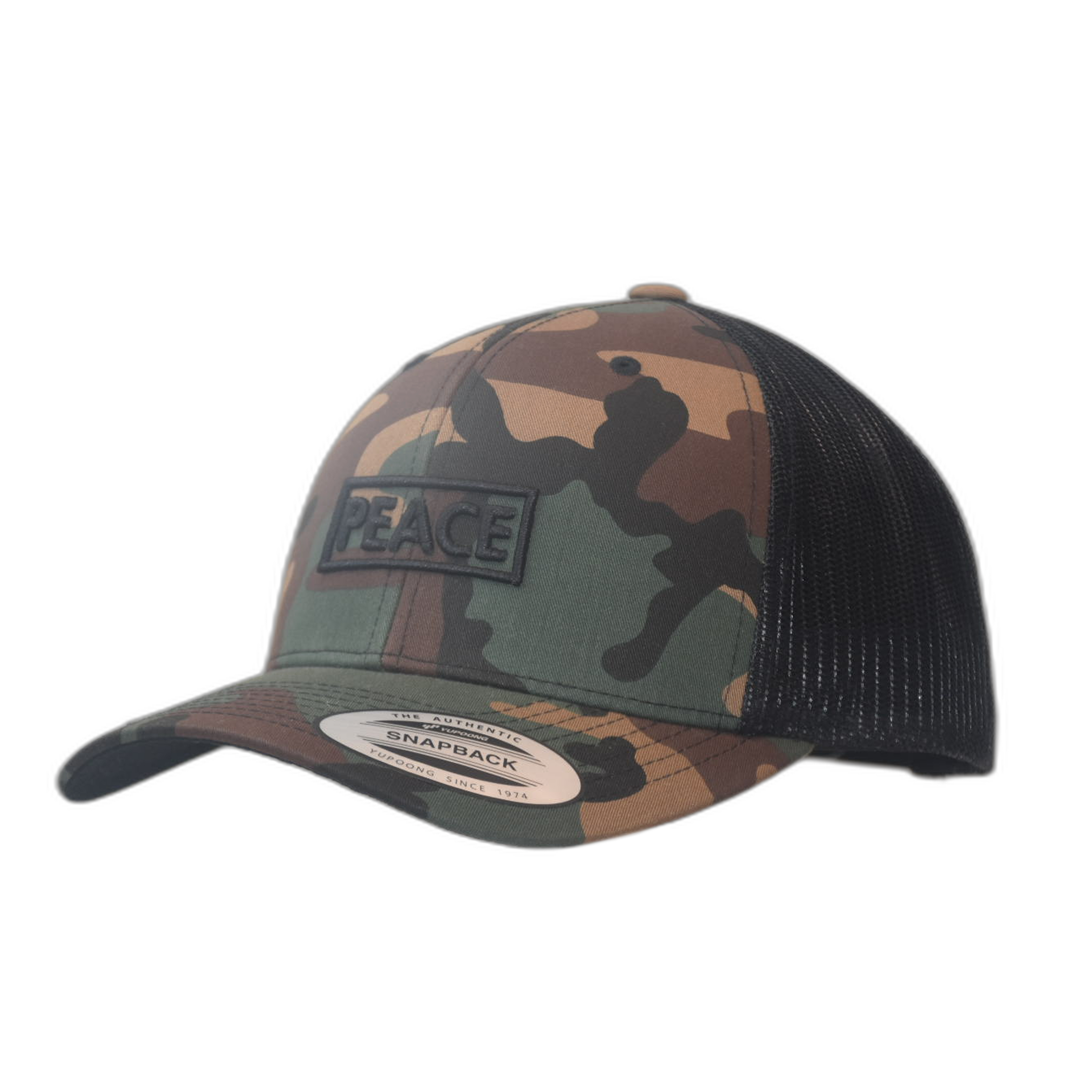 Casquette Trucker PEACE Uni Camouflage - Logo Noir