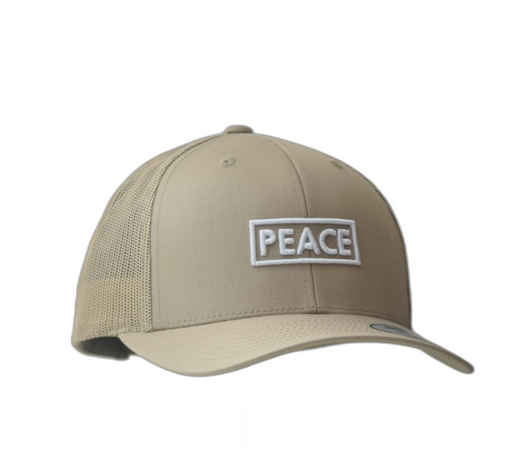 Casquette Trucker PEACE Uni Beige - Logo Blanc