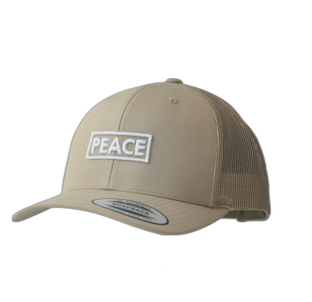 Casquette Trucker PEACE Uni Beige - Logo Blanc