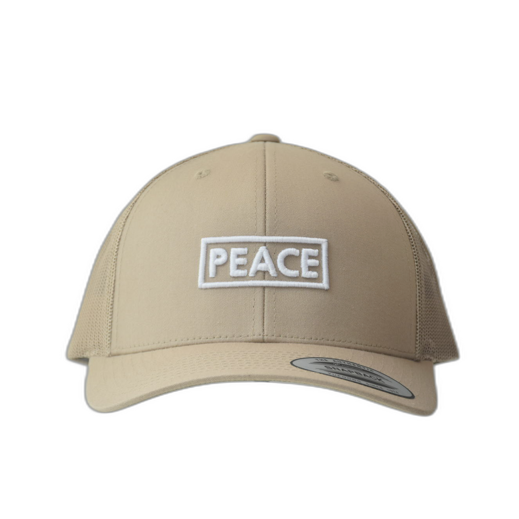 Casquette Trucker PEACE Uni Beige - Logo Blanc