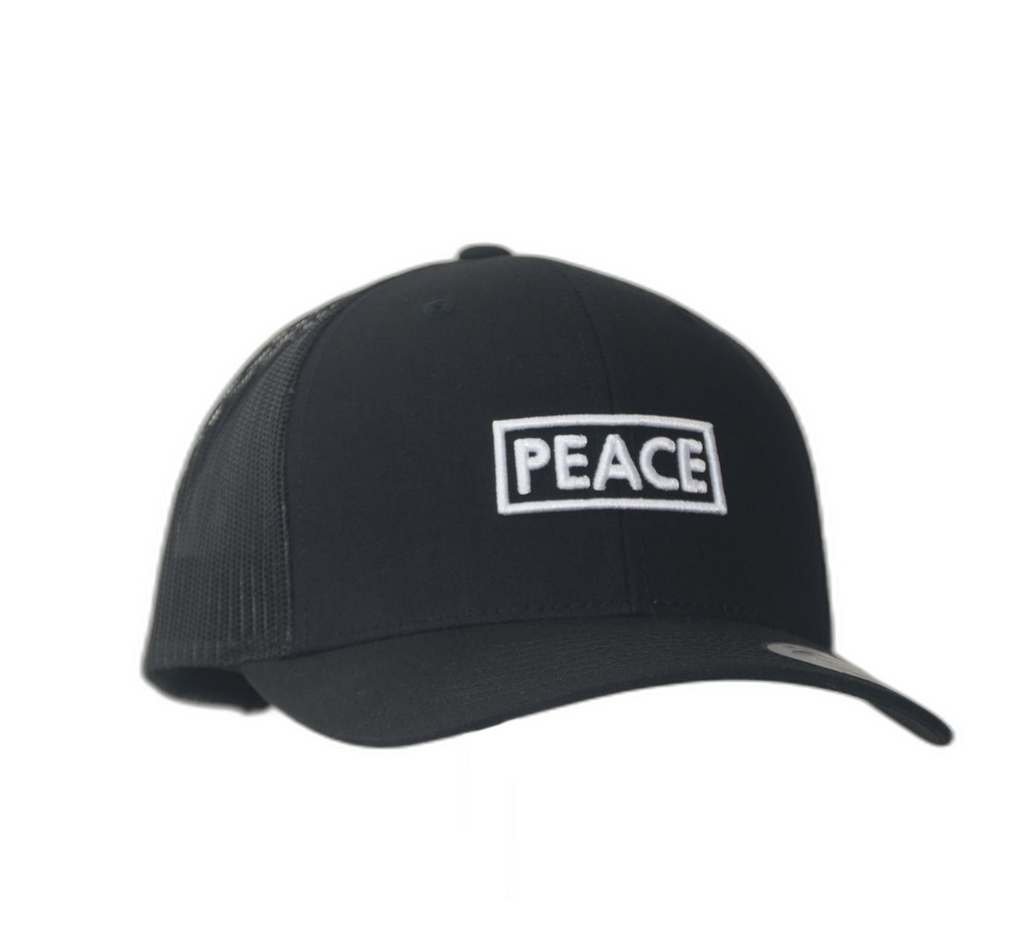 PEACE Trucker Cap Plain Black - White Logo
