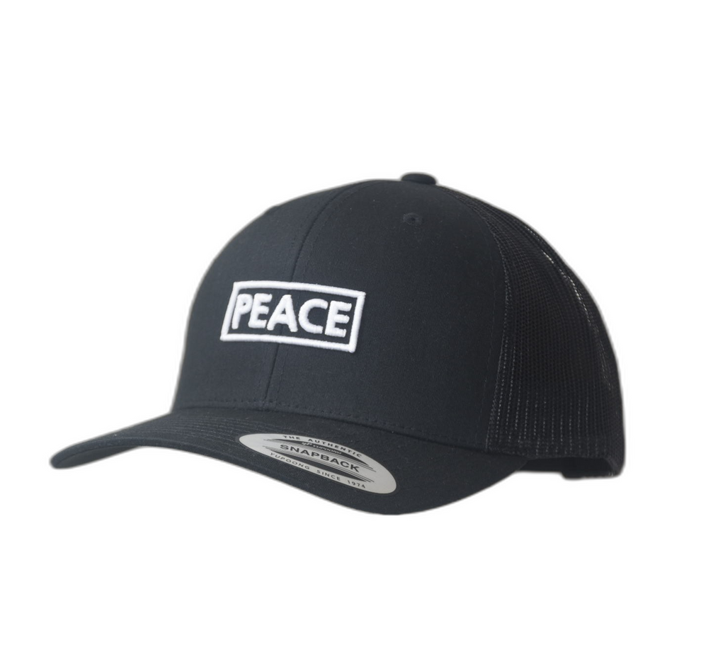 PEACE Trucker Cap Plain Black - White Logo