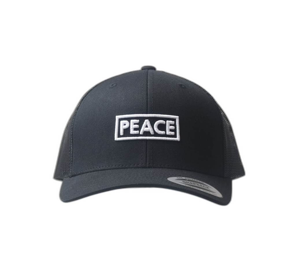 PEACE Trucker Cap Plain Black - White Logo