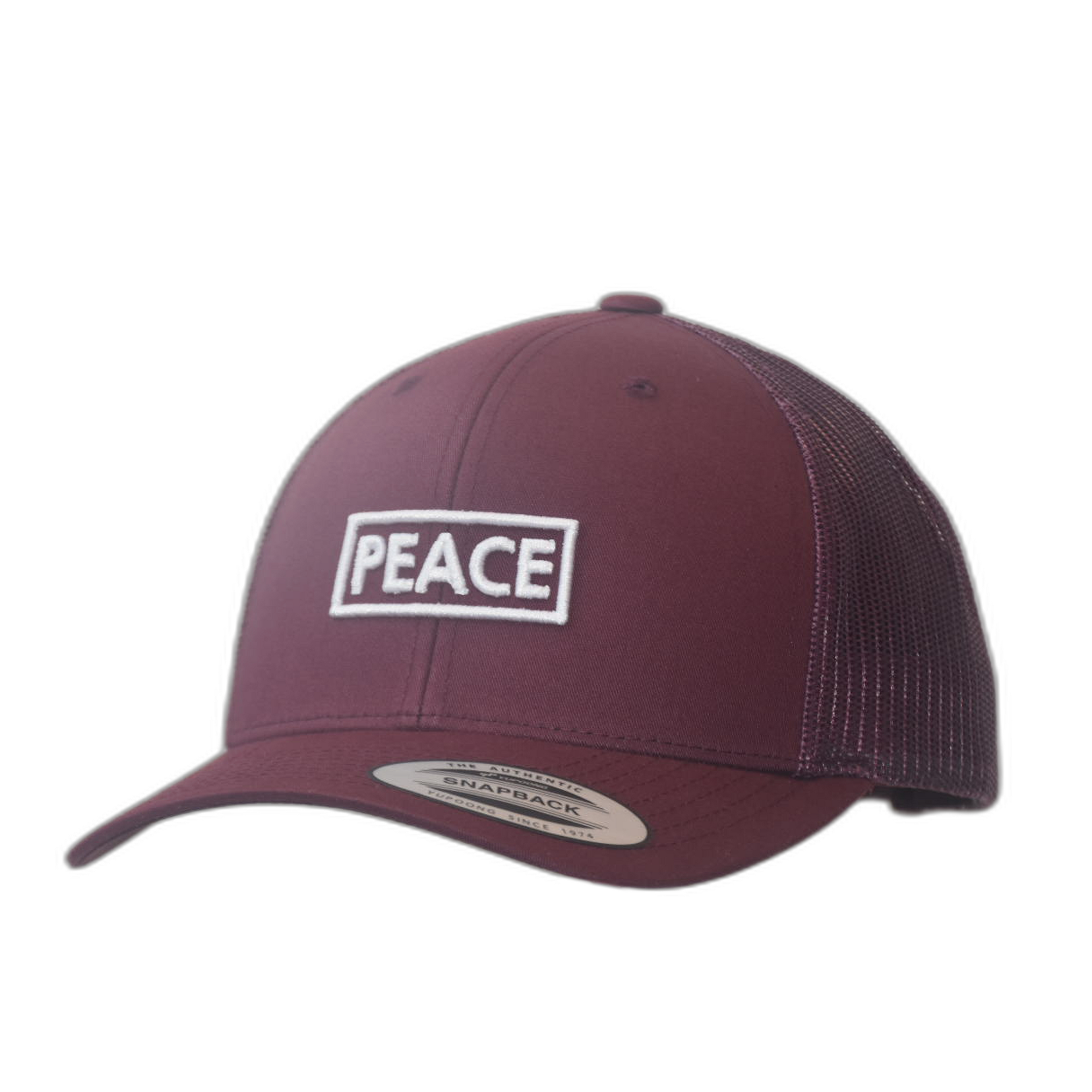 Casquette Trucker PEACE Uni Bordeaux - Logo Blanc