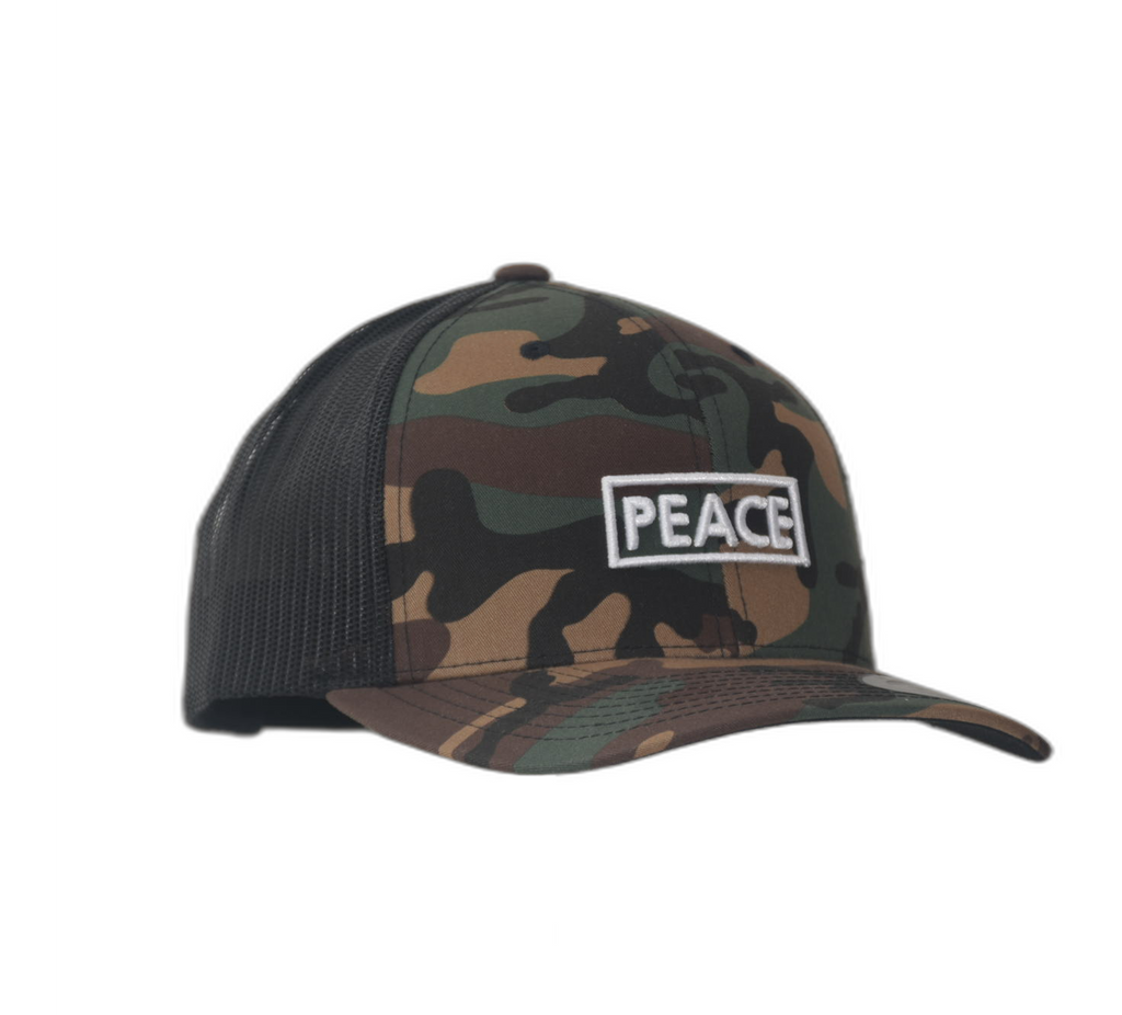 Casquette Trucker PEACE Uni Camouflage - Logo Blanc