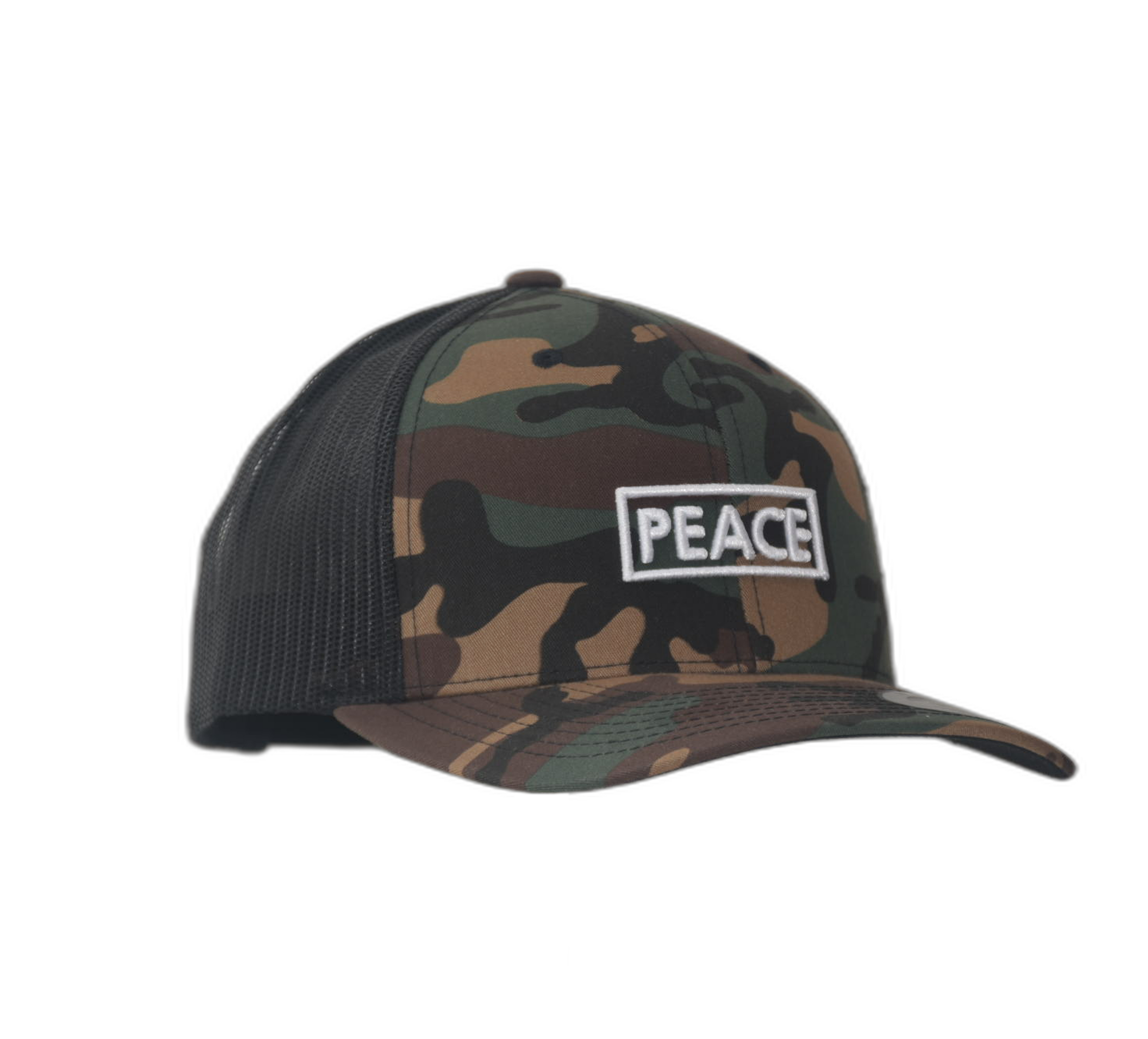 Casquette Trucker PEACE Uni Camouflage - Logo Blanc