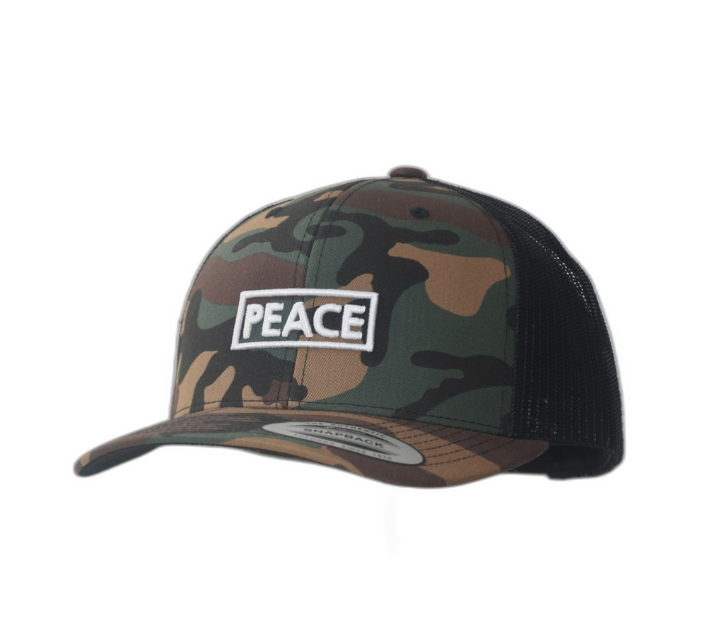 Casquette Trucker PEACE Uni Camouflage - Logo Blanc