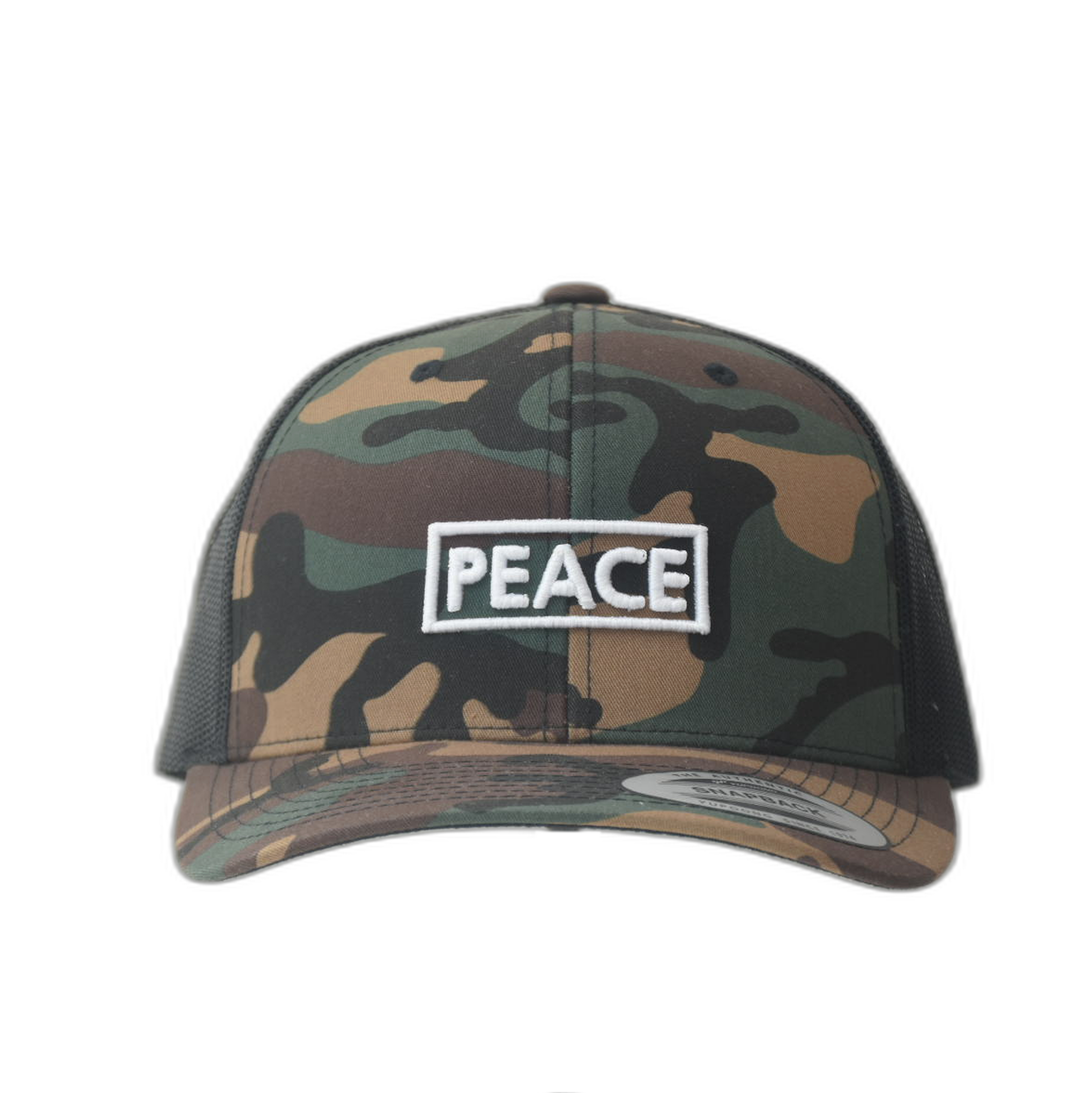 Casquette Trucker PEACE Uni Camouflage - Logo Blanc
