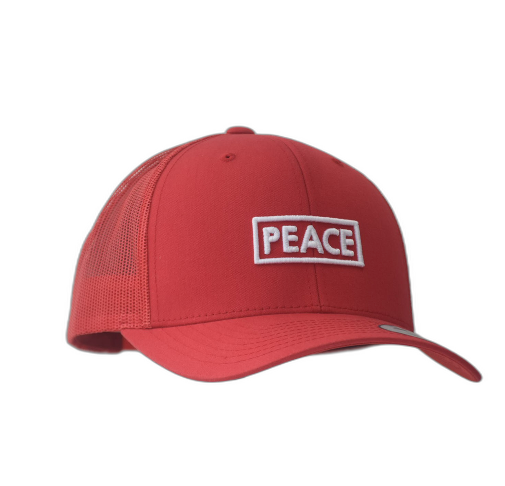 PEACE Trucker Cap Plain Red - White Logo