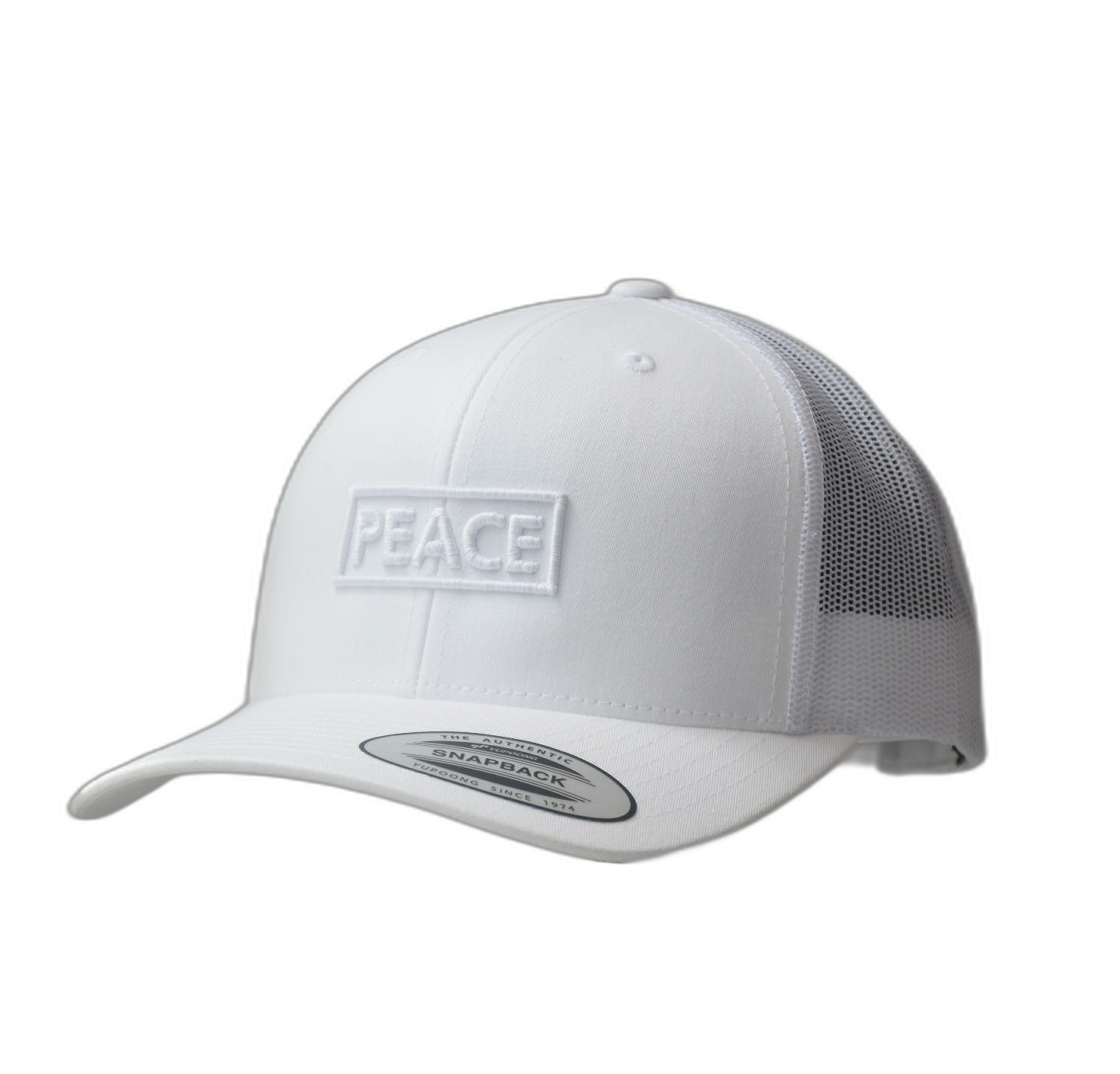 Casquette Trucker PEACE Uni Blanche - Logo Blanc