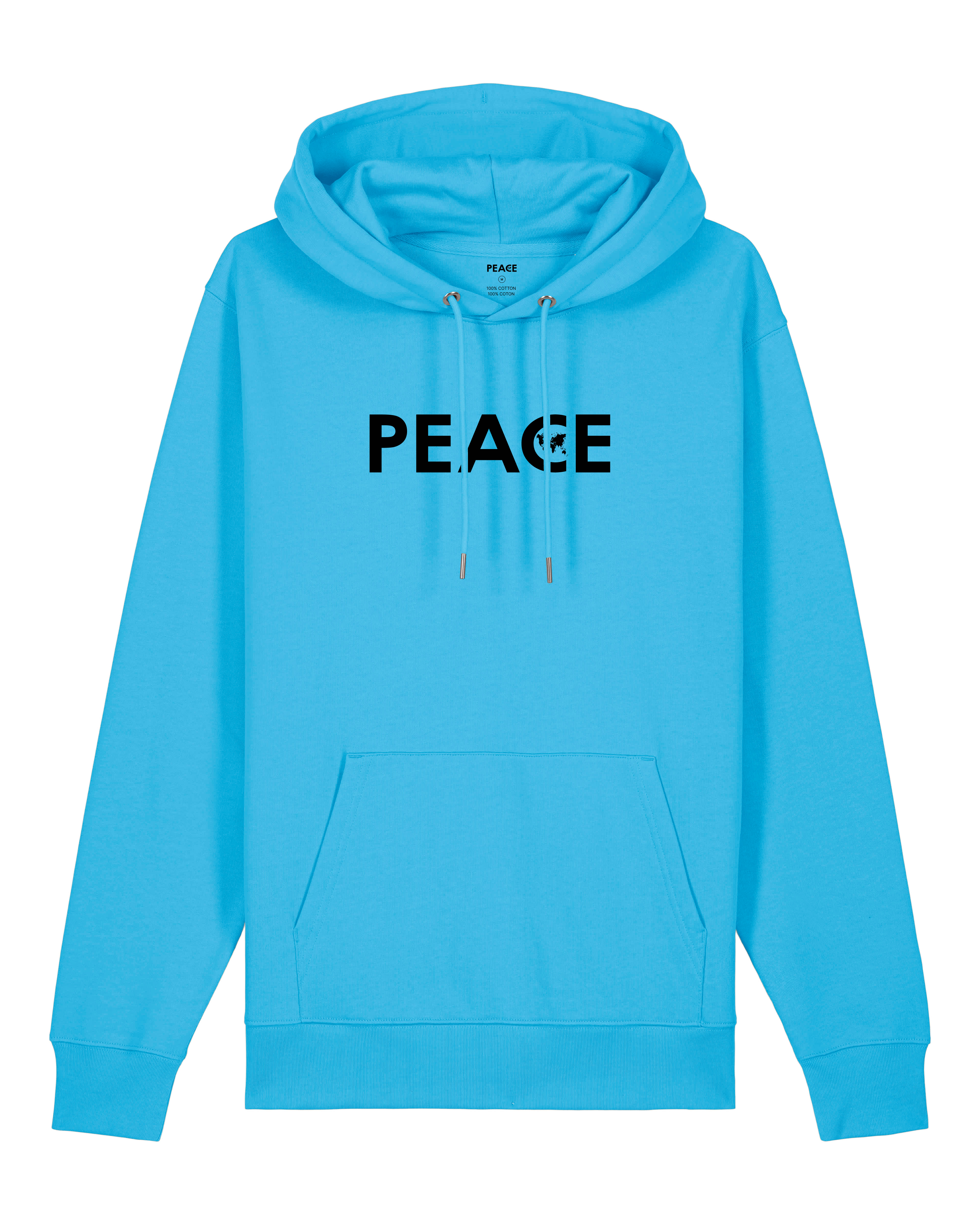 Sweat à Capuche PEACE Classic Bleu Aqua - Logo Noir