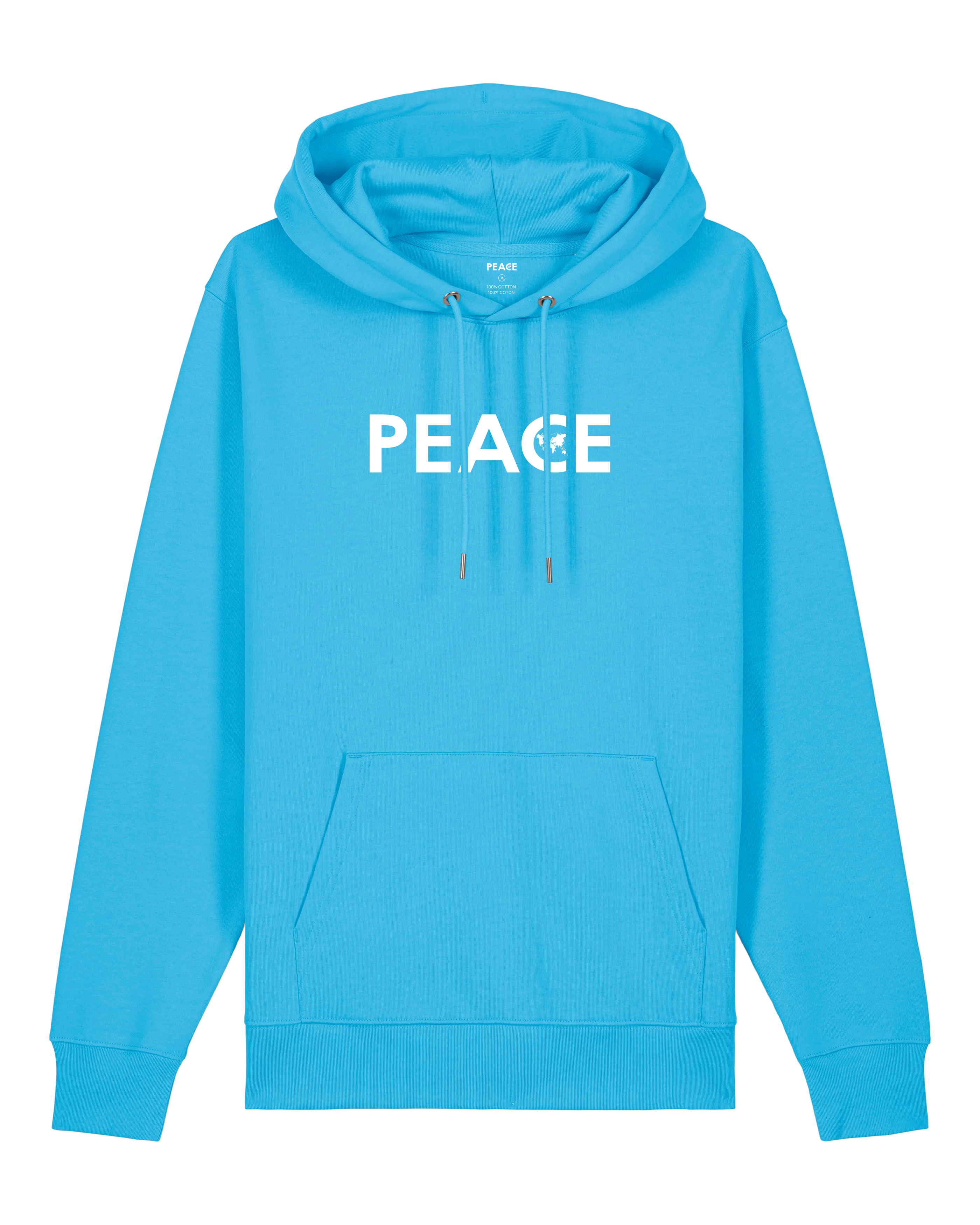 Sweat à Capuche PEACE Classic Bleu Aqua - Logo Blanc