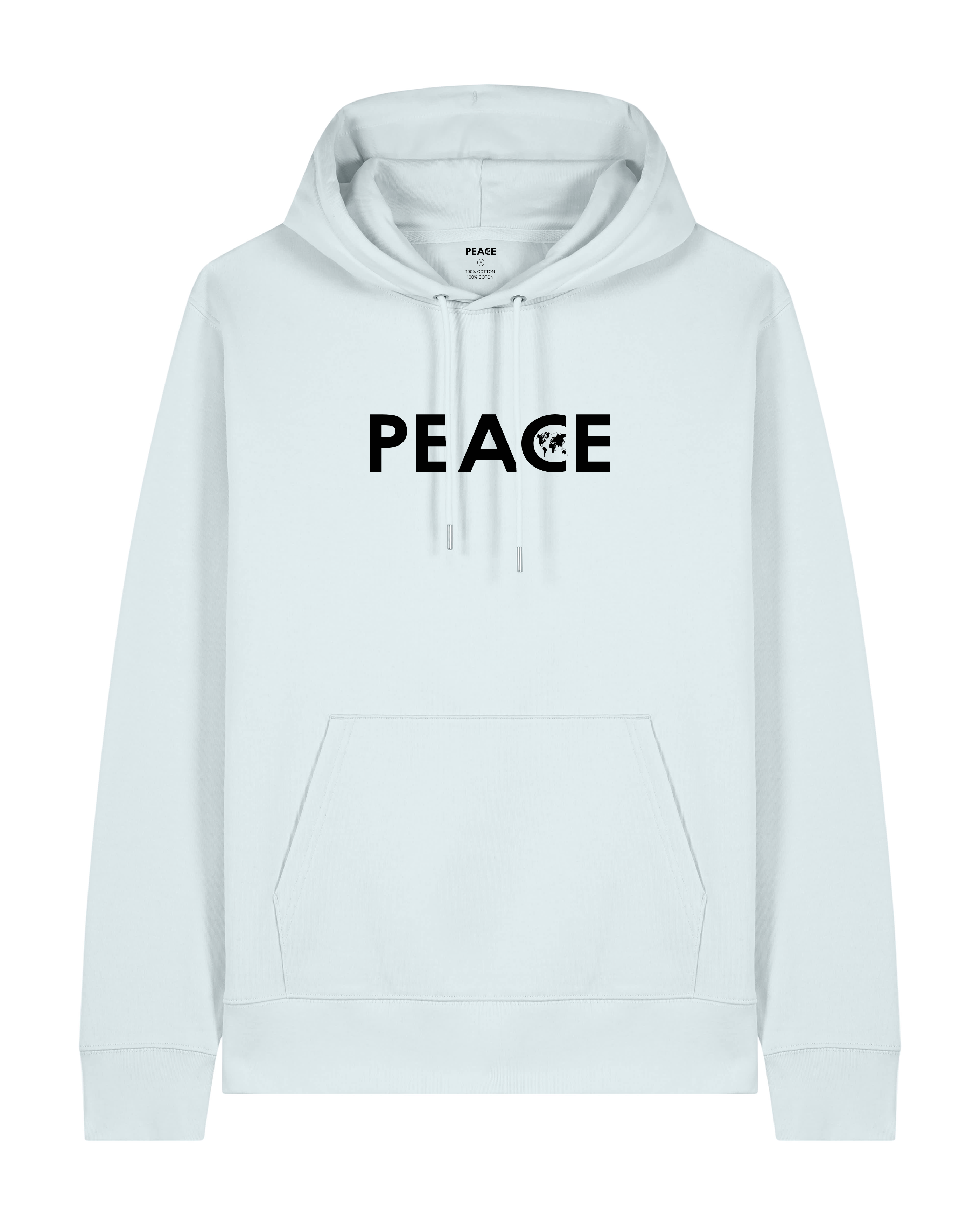 Sweat à Capuche PEACE Classic Bleu Glace - Logo Noir