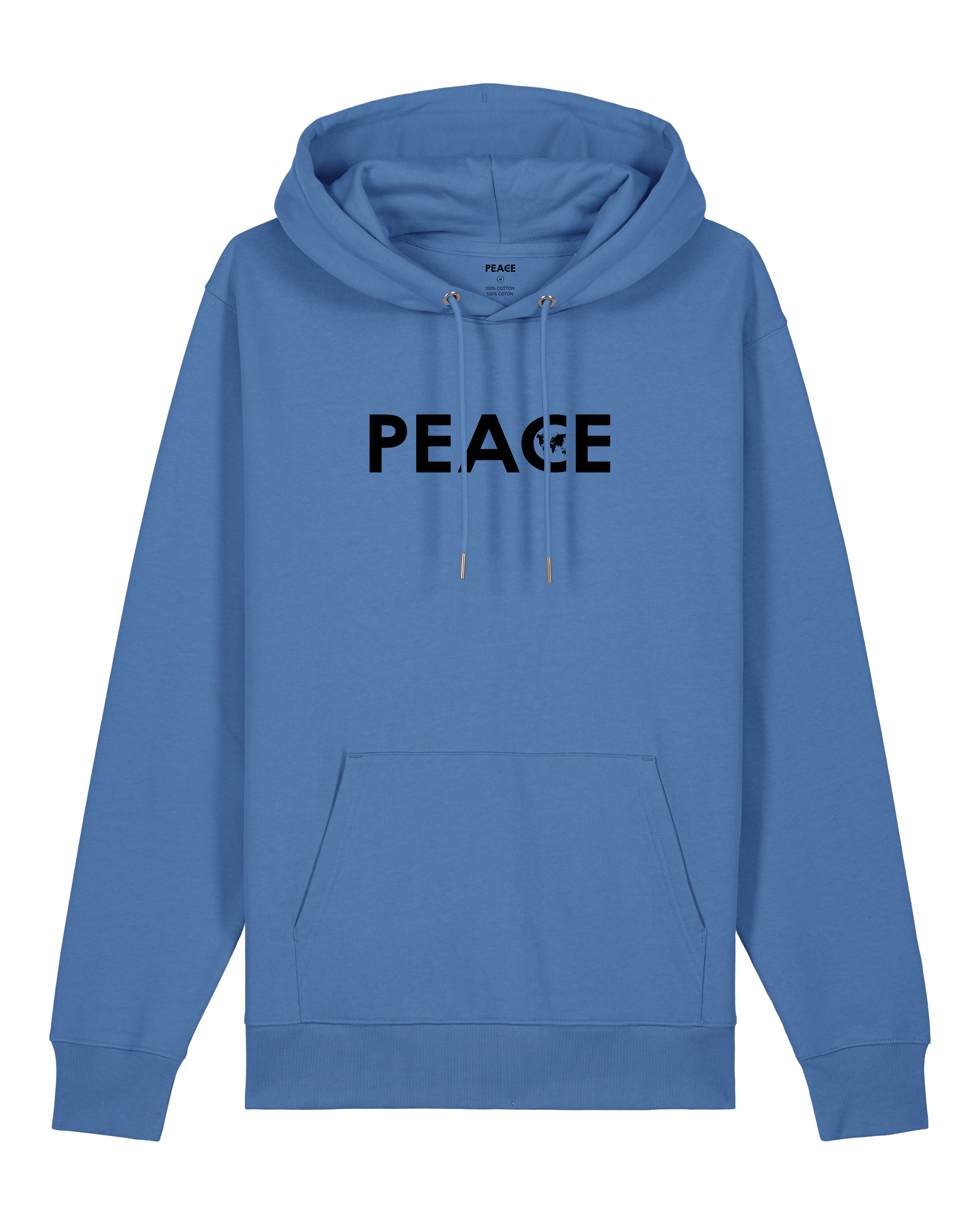 Sweat à Capuche PEACE Classic Bleu Vif - Logo Noir