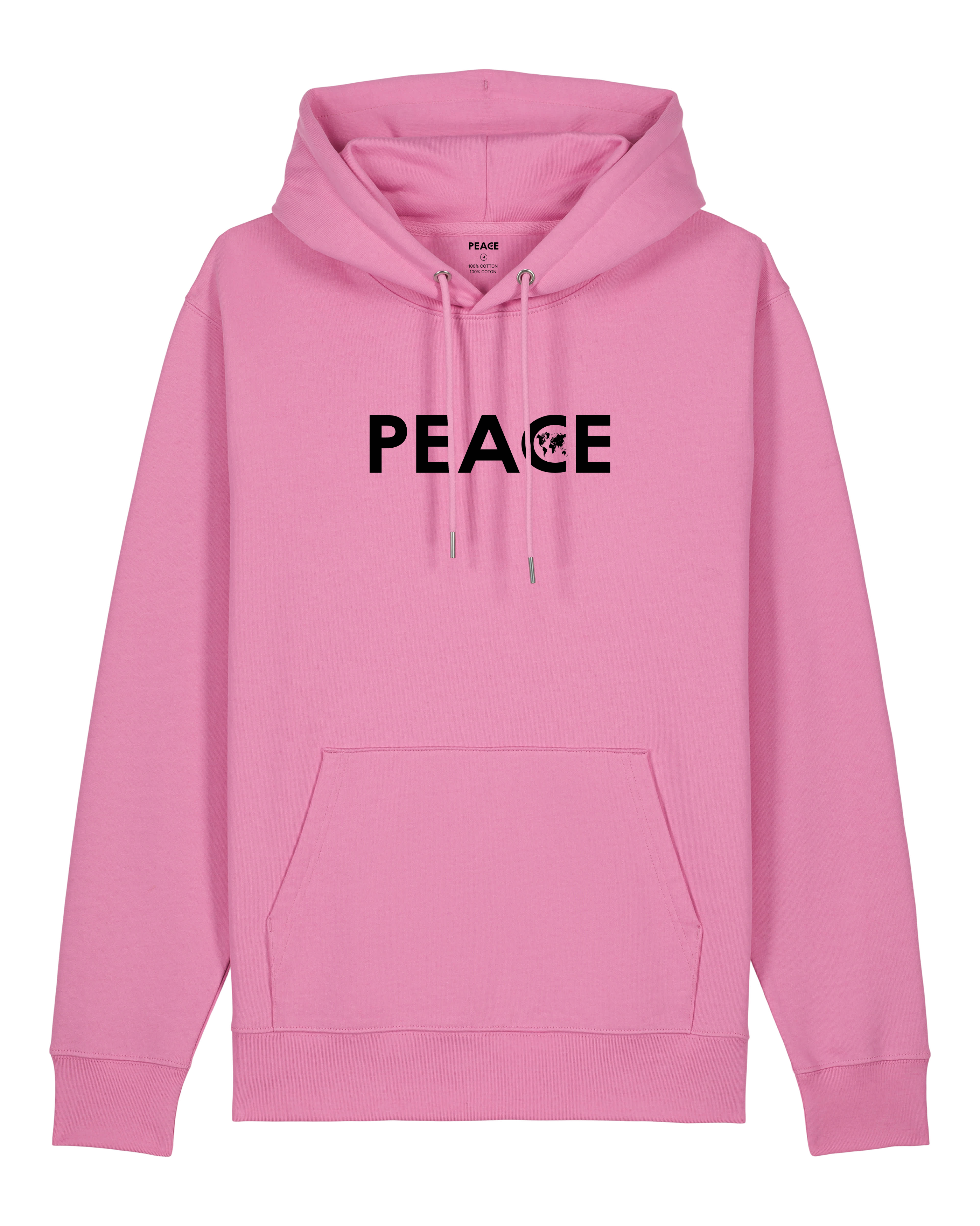 Sweat à Capuche PEACE Classic Rose Bulle - Logo Noir