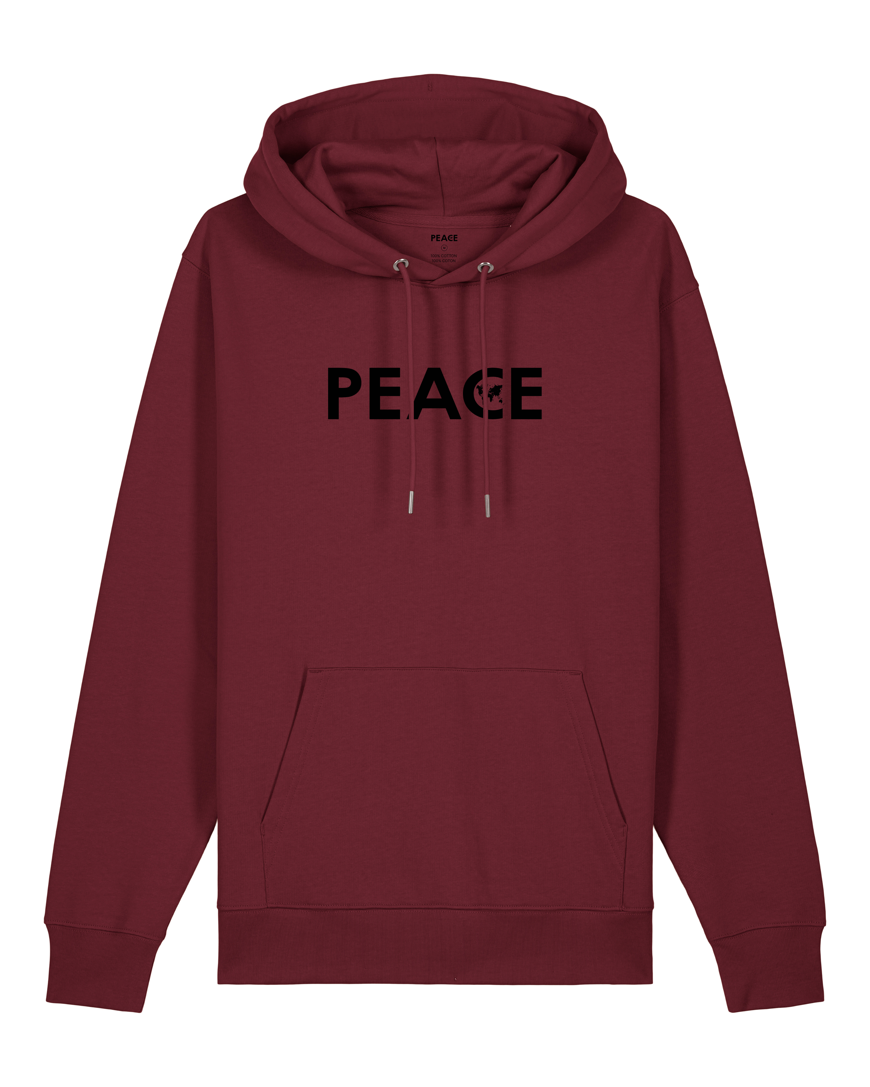 Sweat à Capuche PEACE Classic Bordeaux - Logo Noir
