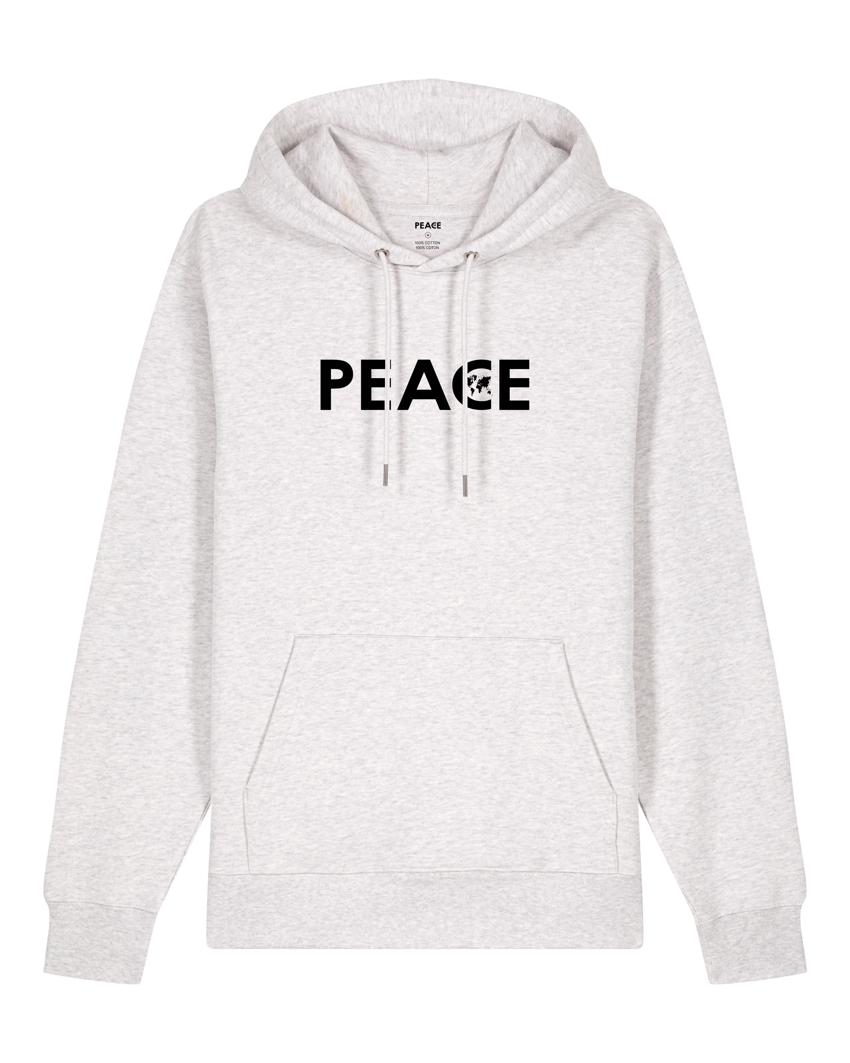 Sweat à Capuche PEACE Classic Gris Chiné Froid - Logo Noir