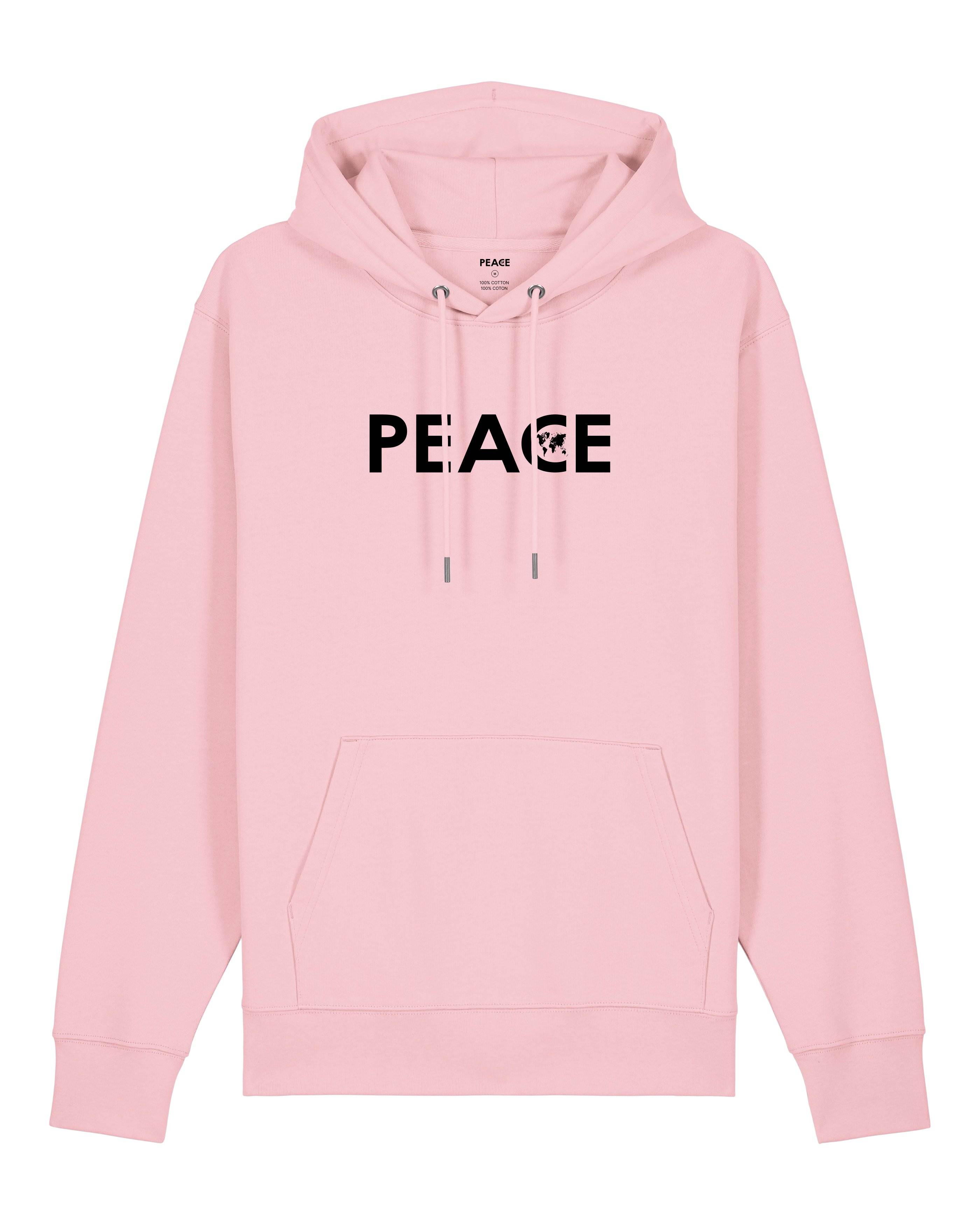 Sweat à Capuche PEACE Classic Rose Coton - Logo Noir