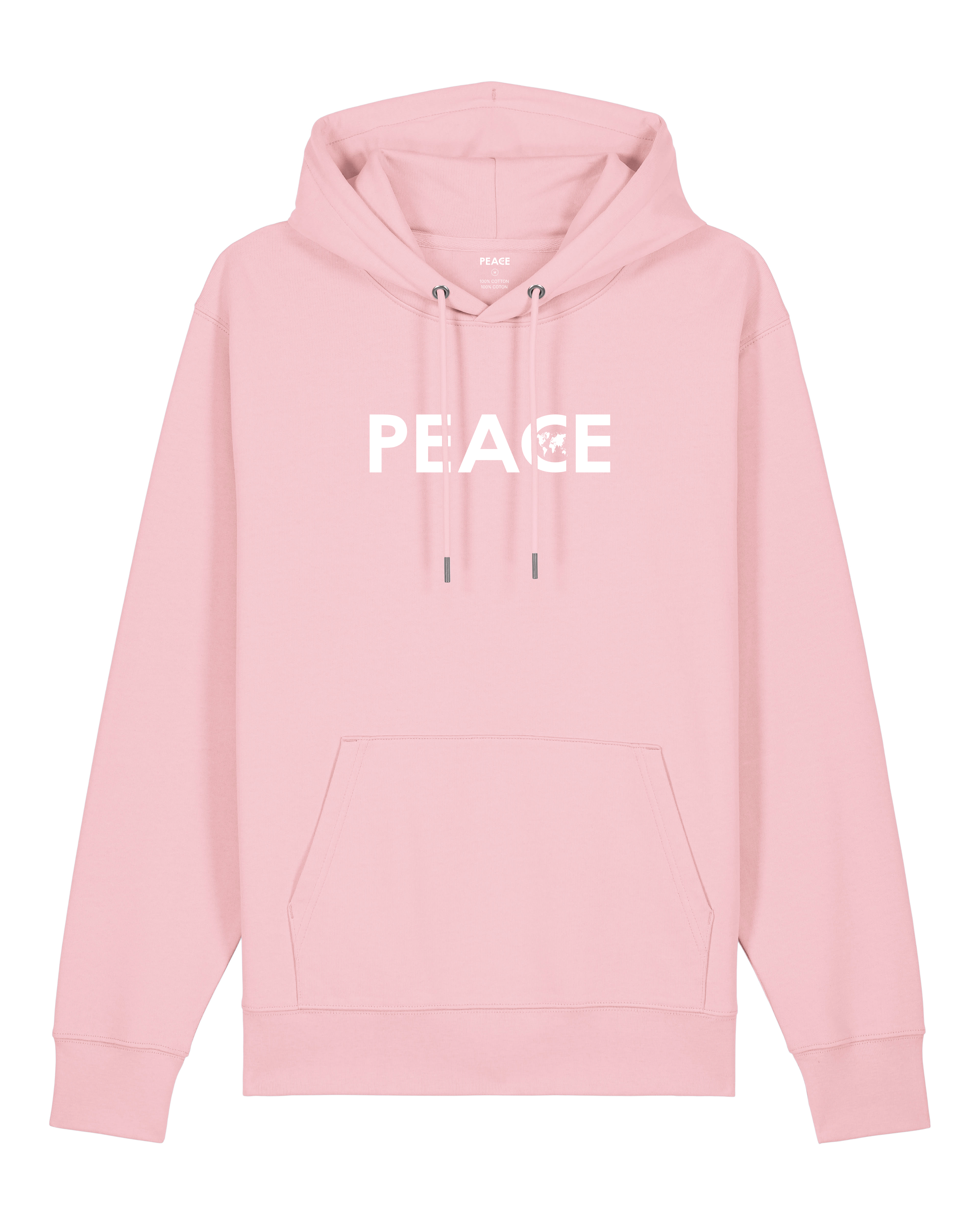Sweat à Capuche PEACE Classic Rose Coton - Logo Blanc
