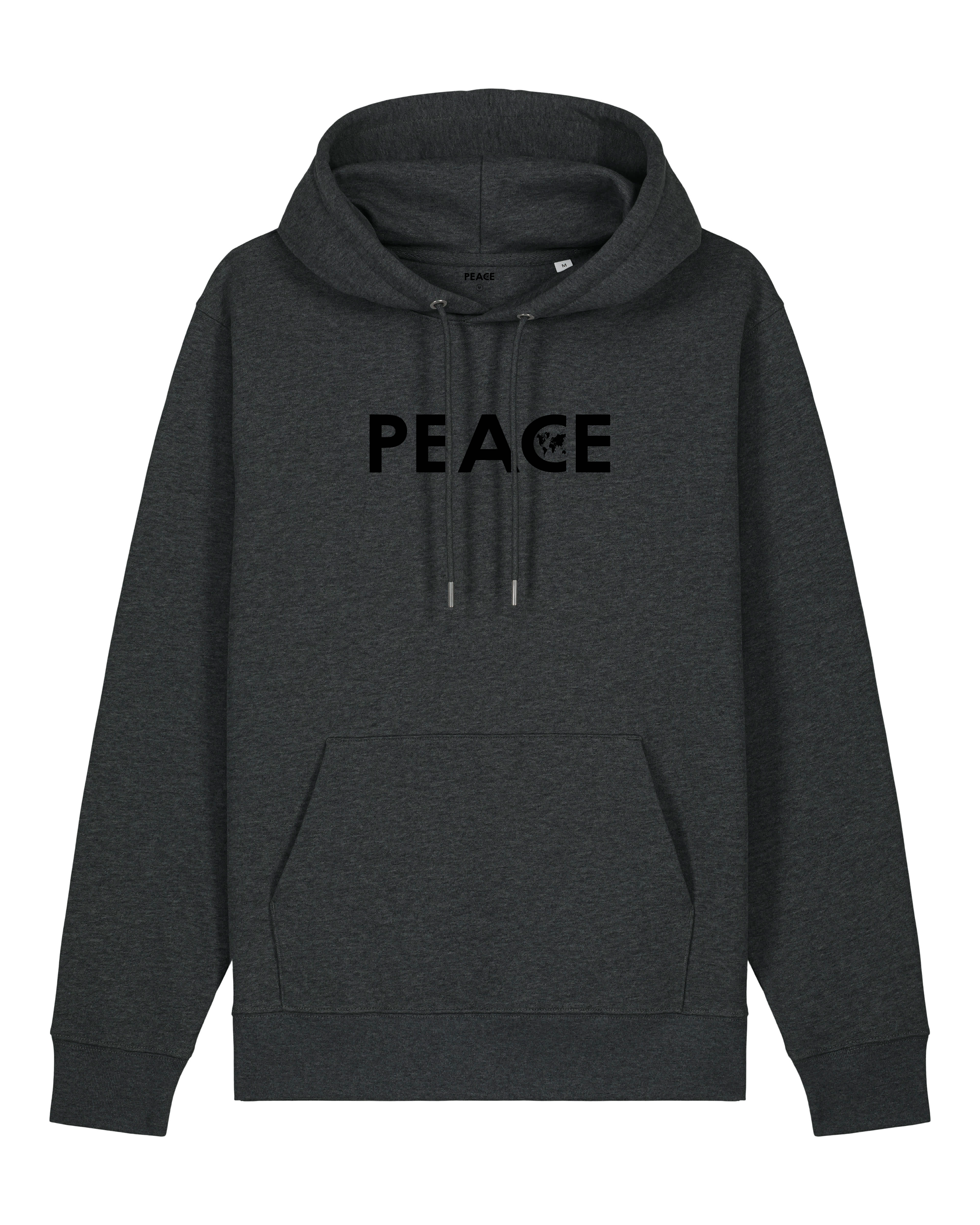 Sweat à Capuche PEACE Classic Gris Chiné Foncé - Logo Noir