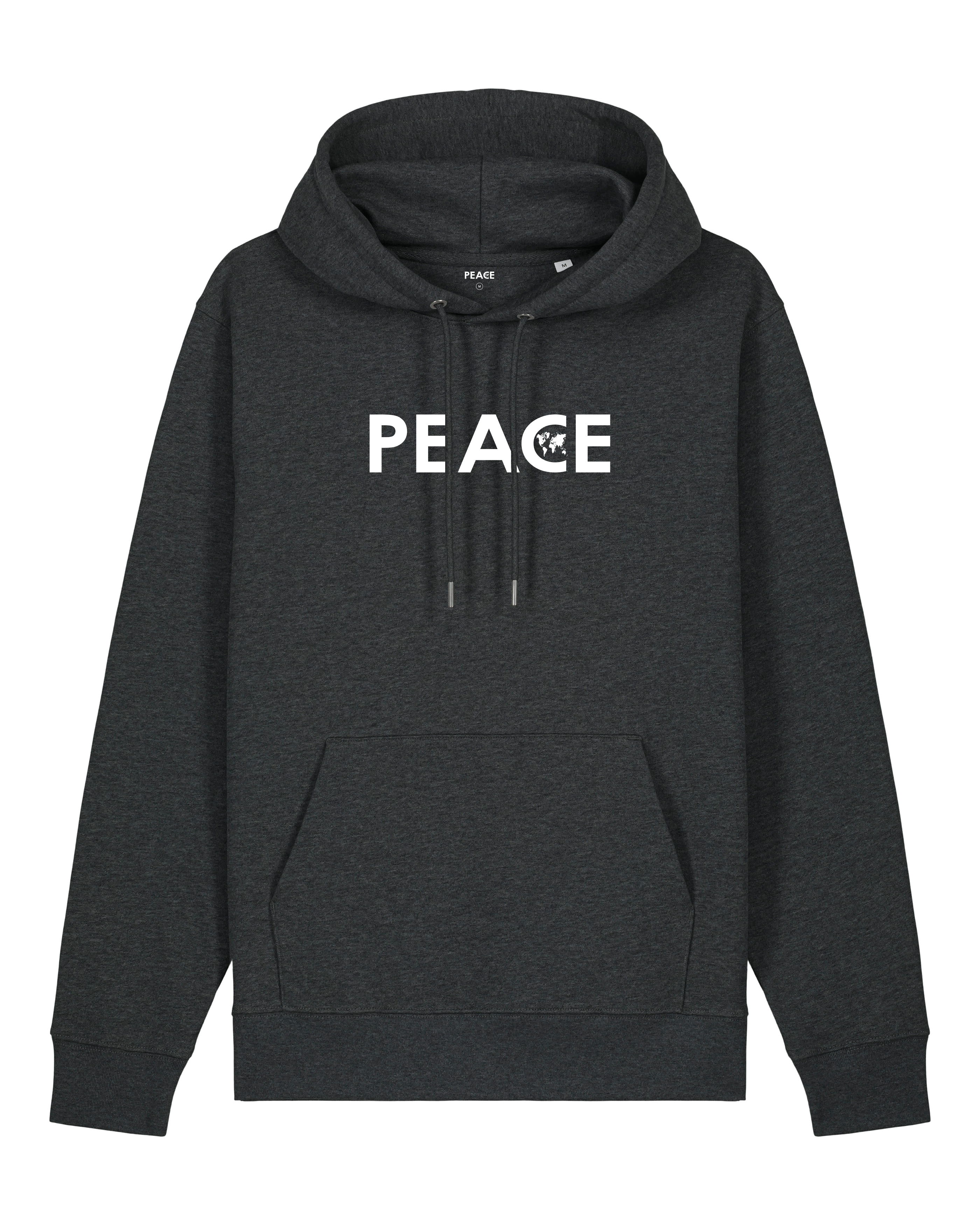 Sweat à Capuche PEACE Classic Gris Chiné Foncé - Logo Blanc
