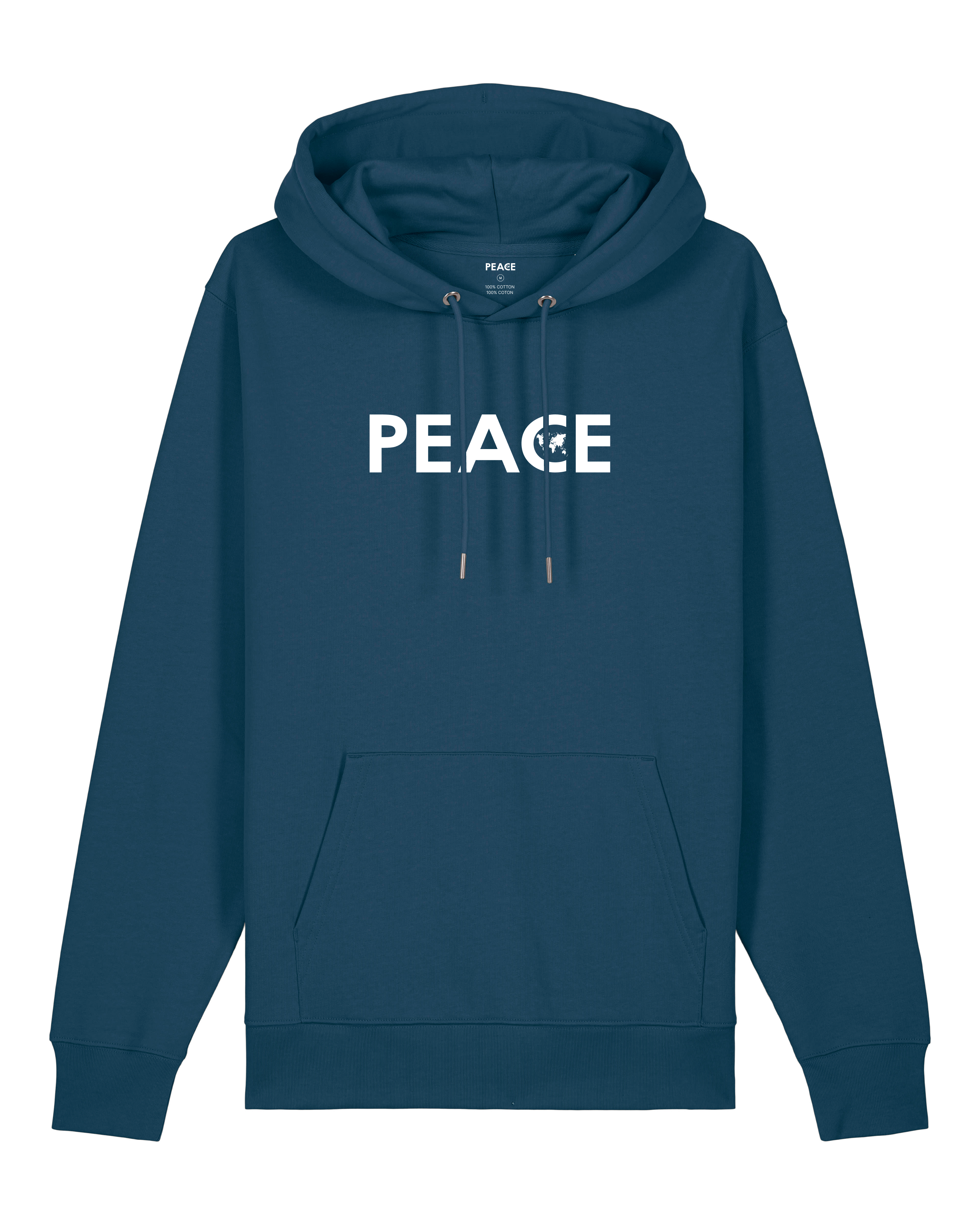 Sweat à Capuche PEACE Classic Turquoise Foncé - Logo Blanc