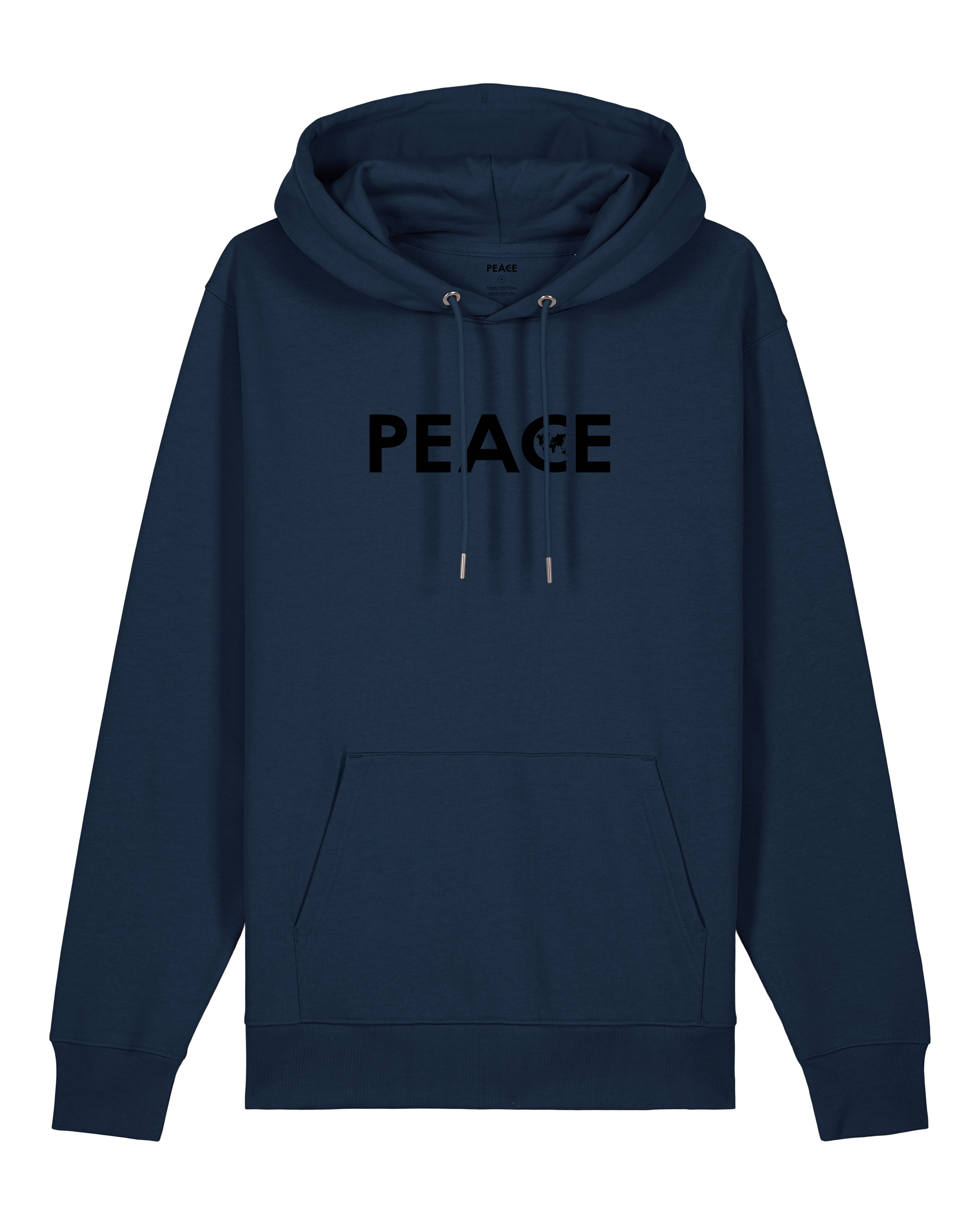 Sweat à Capuche PEACE Classic Bleu Marine - Logo Noir