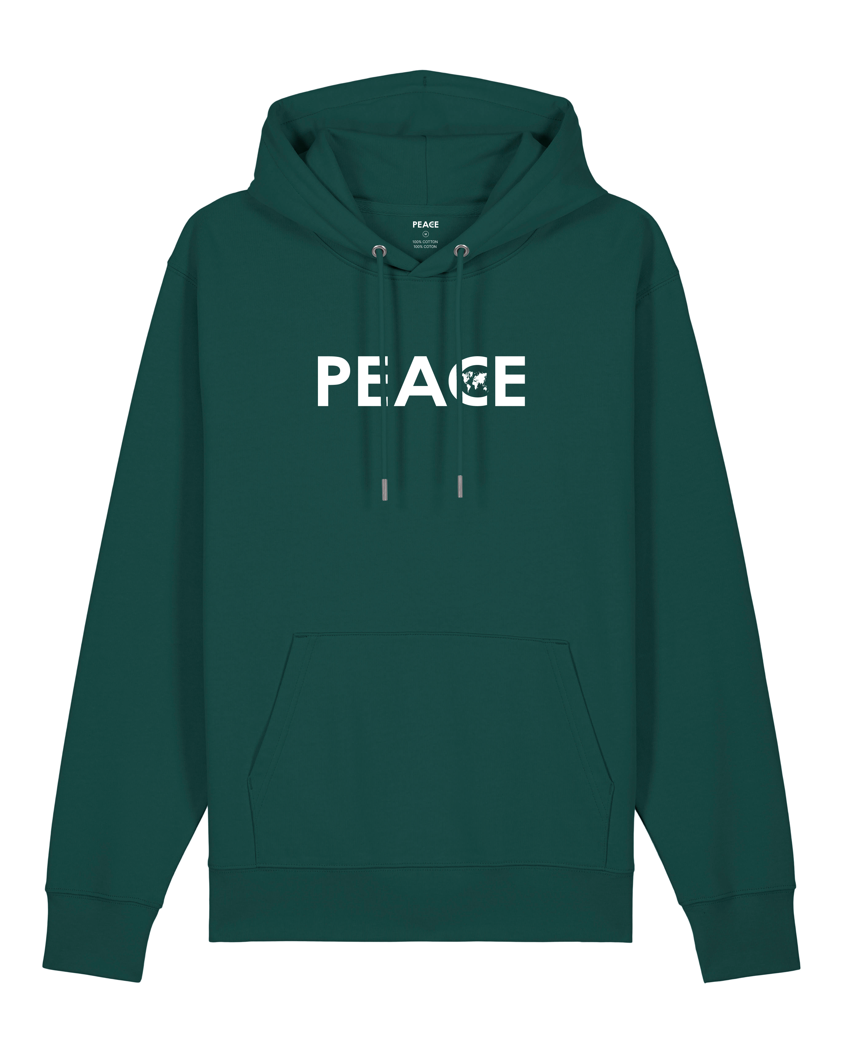 Sweat à Capuche PEACE Classic Vert Glacé - Logo Blanc