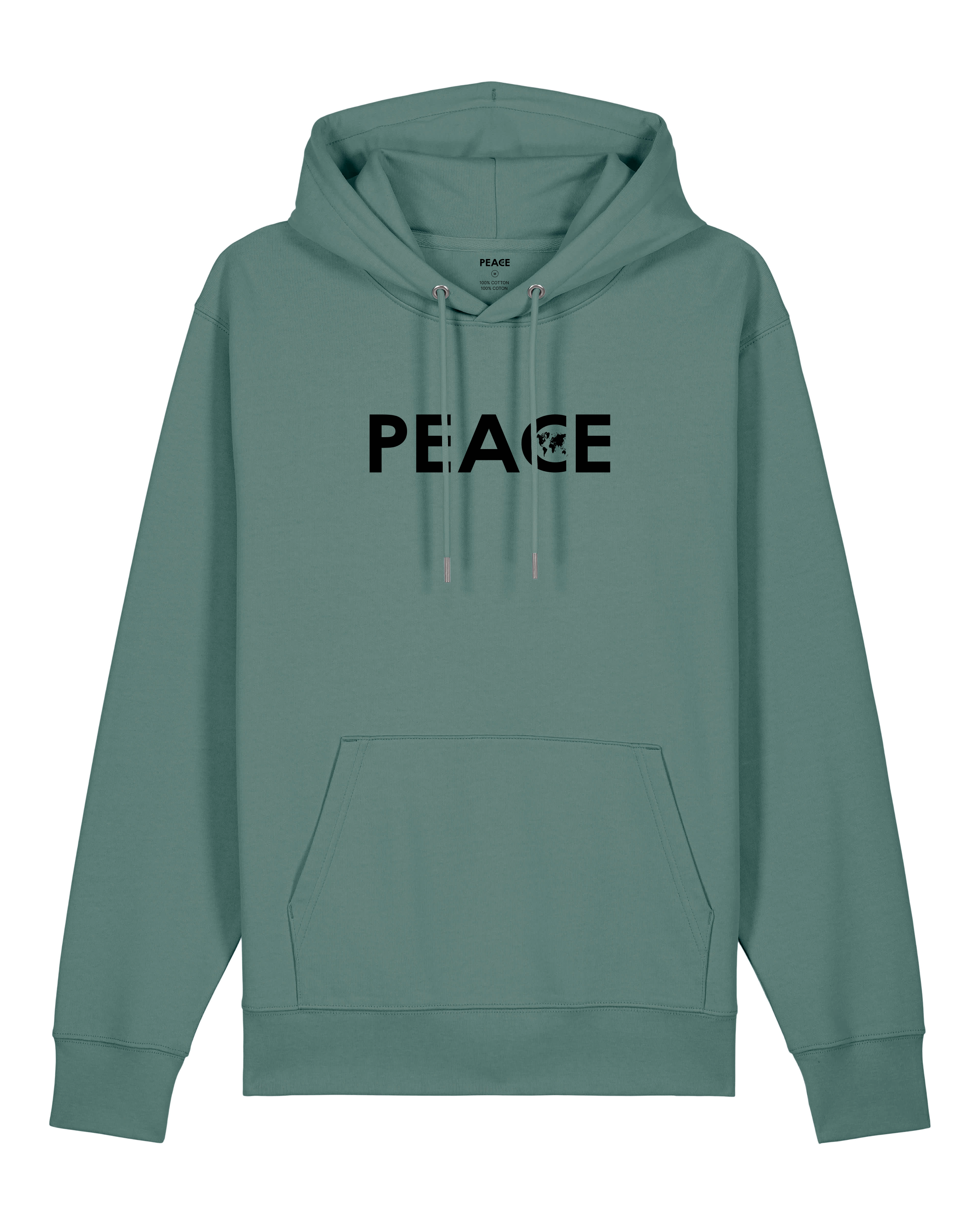 Sweat à Capuche PEACE Classic Vert Baie - Logo Noir