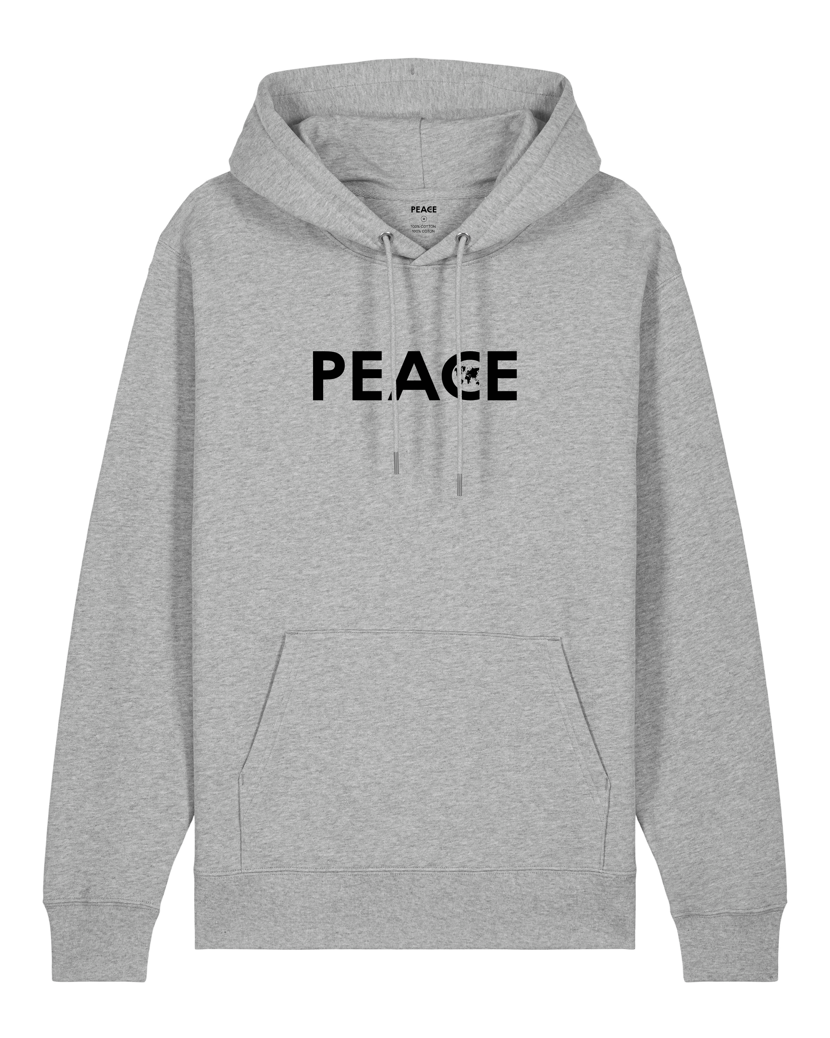 Sweat à Capuche PEACE Classic Gris Chiné - Logo Noir