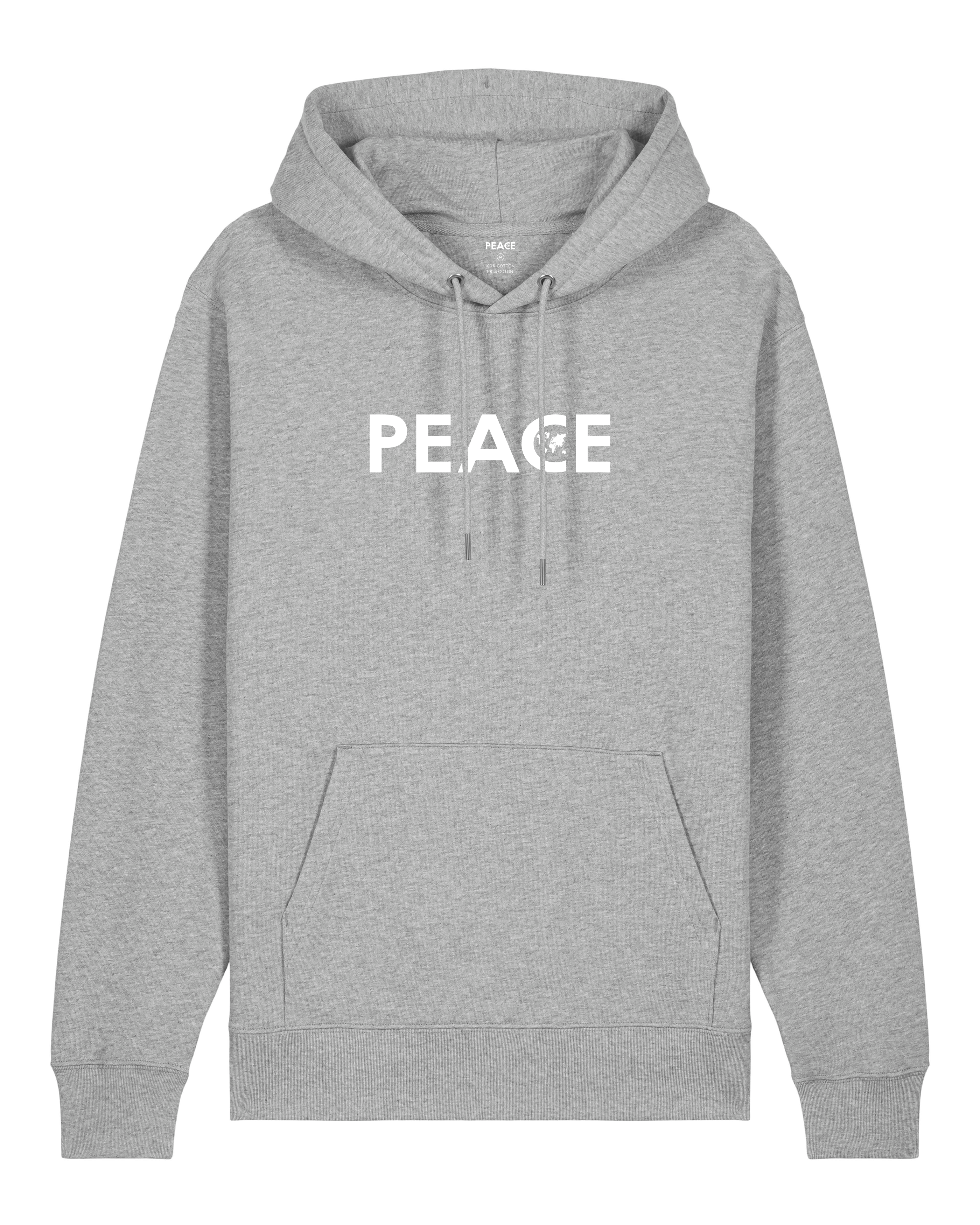 Sweat à Capuche PEACE Classic Gris Chiné - Logo Blanc