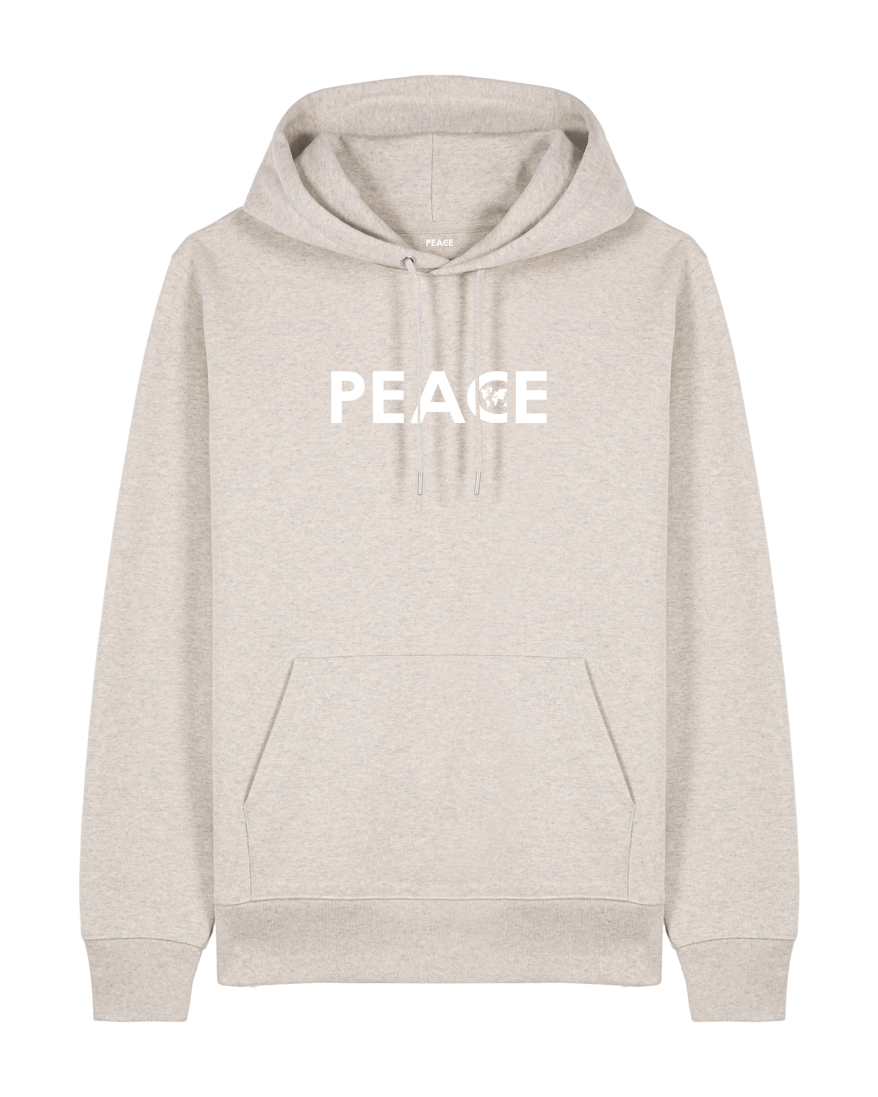 Sweat à Capuche PEACE Classic Brume Chiné - Logo Blanc