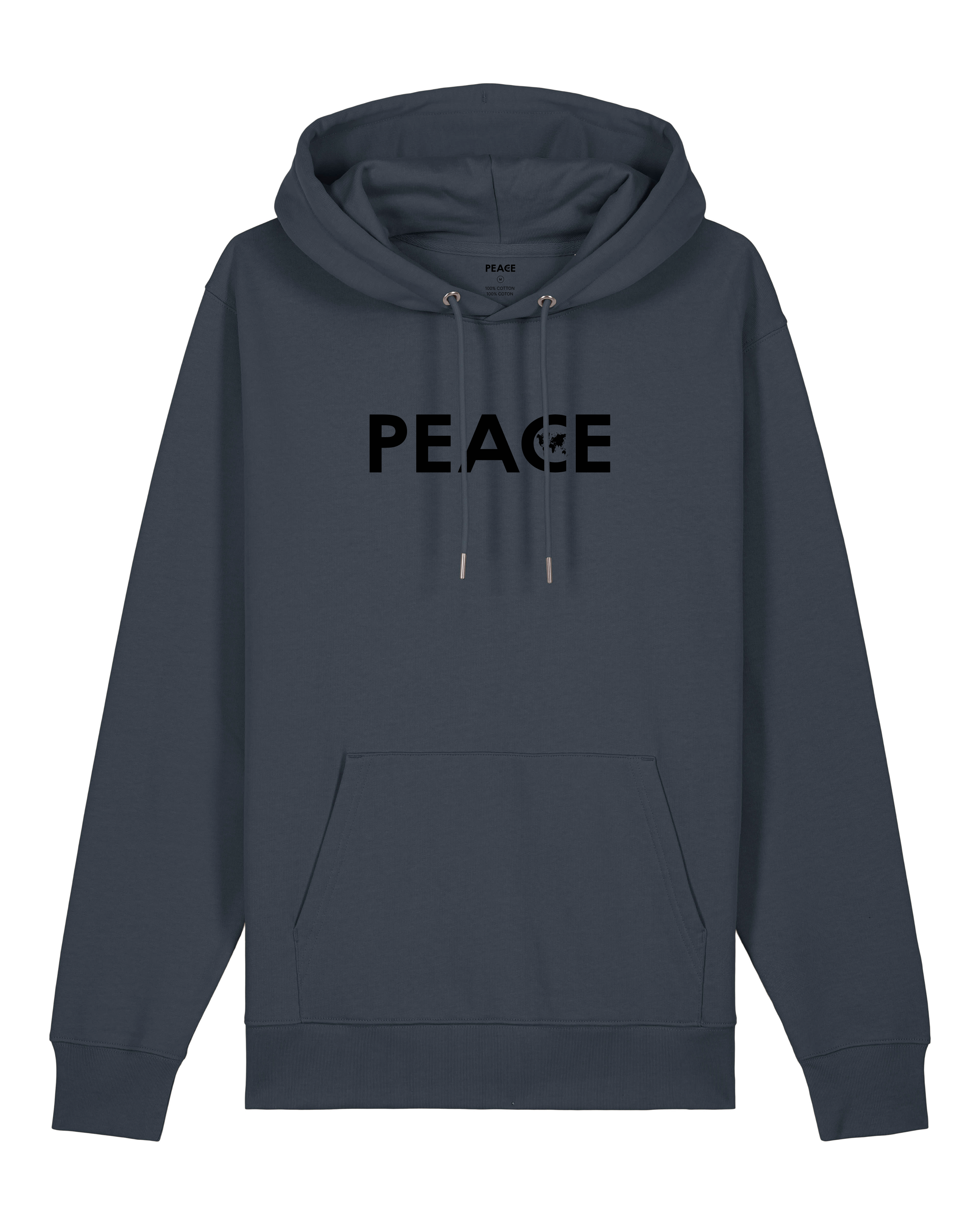 Sweat à Capuche PEACE Classic Gris Encre d'Inde - Logo Noir
