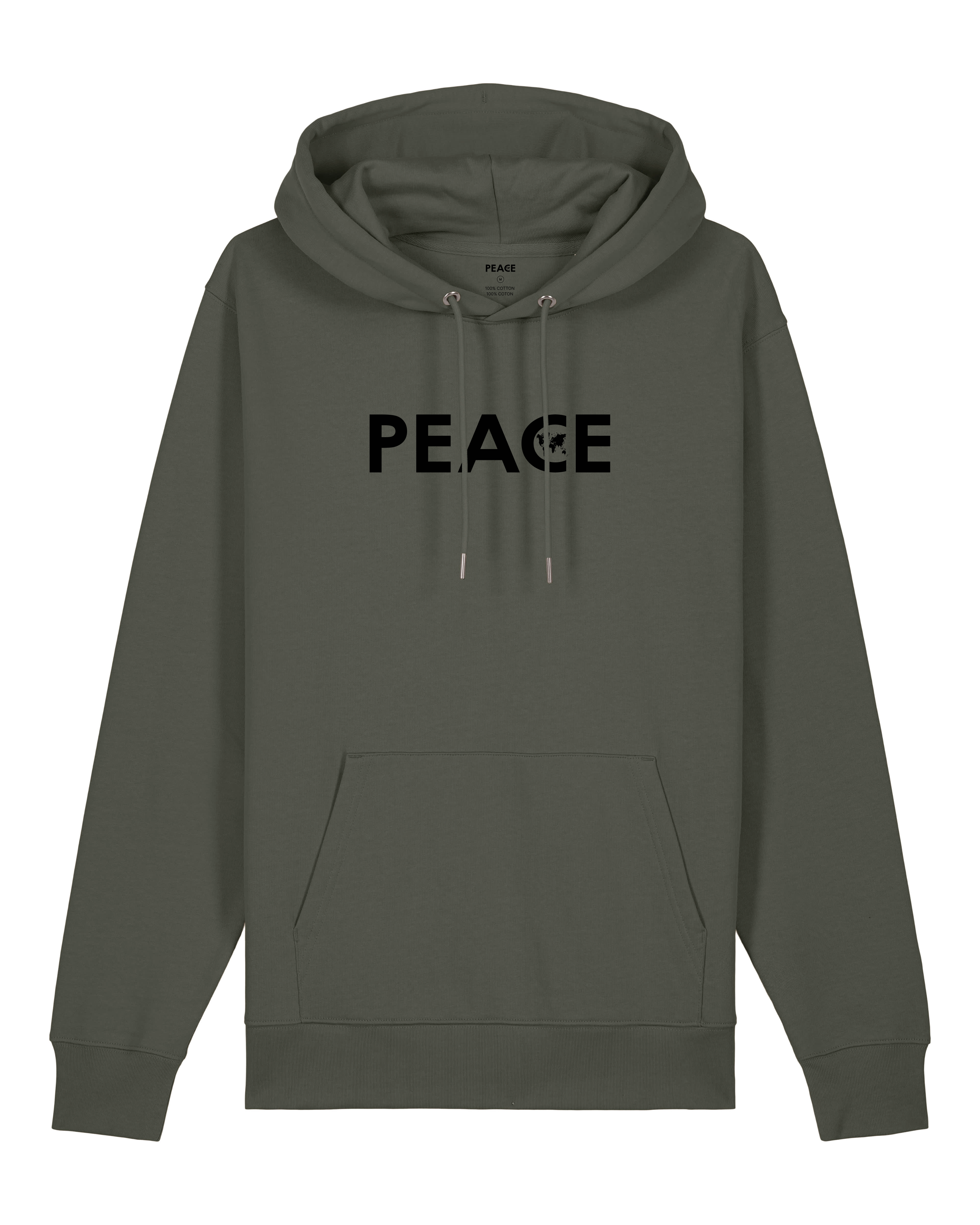 Hoodie PEACE Classic Khaki - Black Logo
