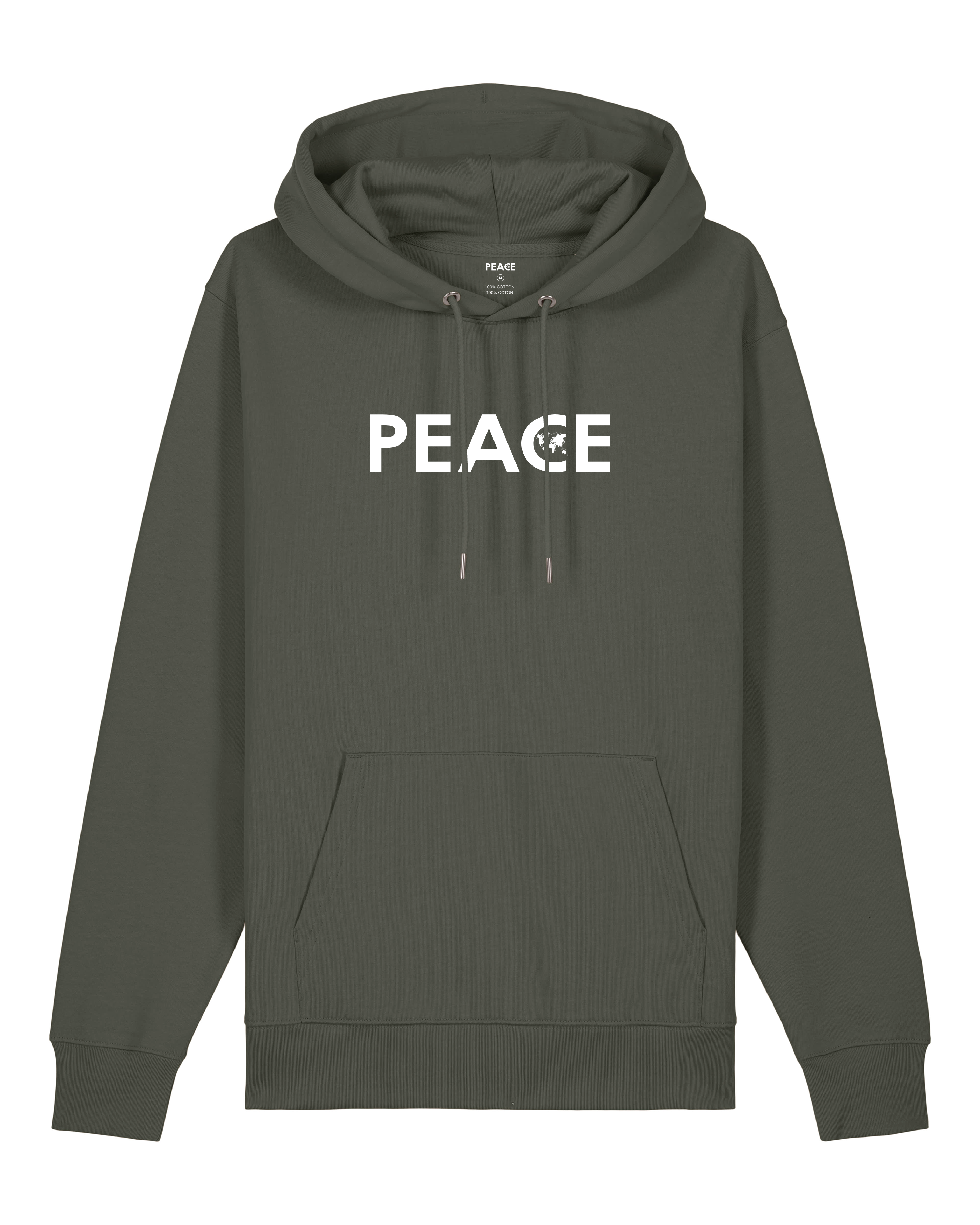 Sweat à Capuche PEACE Classic Kaki - Logo Blanc