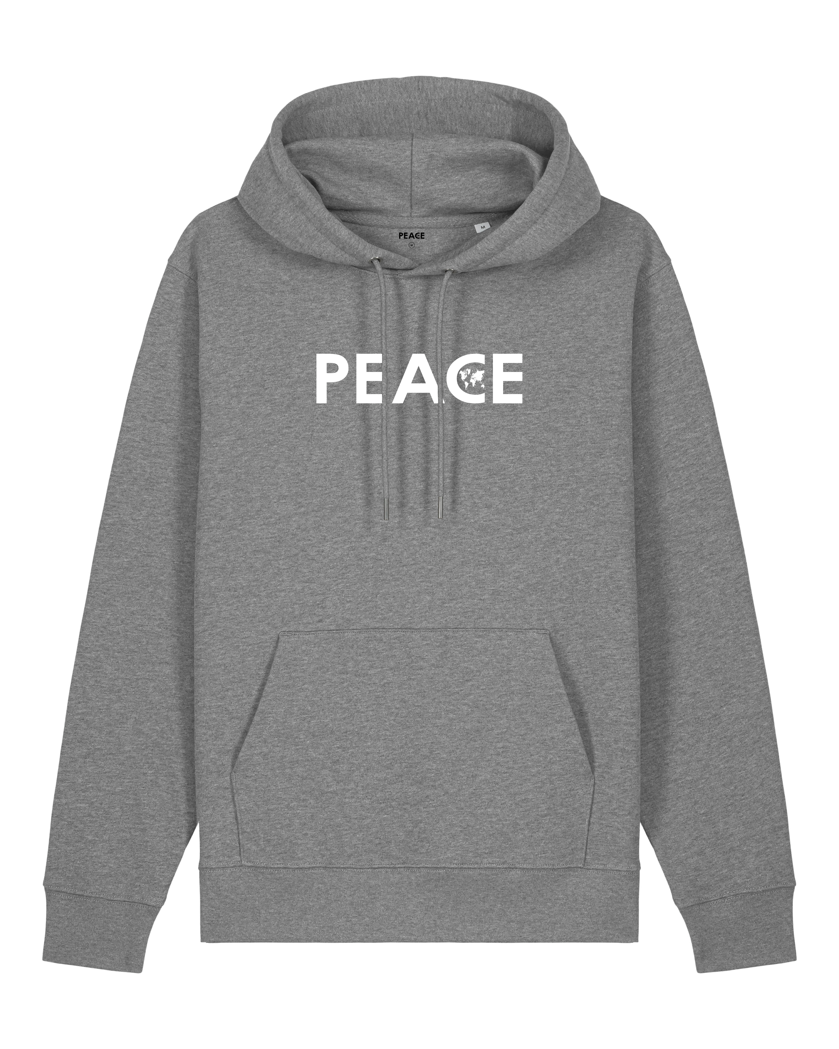 Hoodie PEACE Classic Mid Heather Grey - White Logo