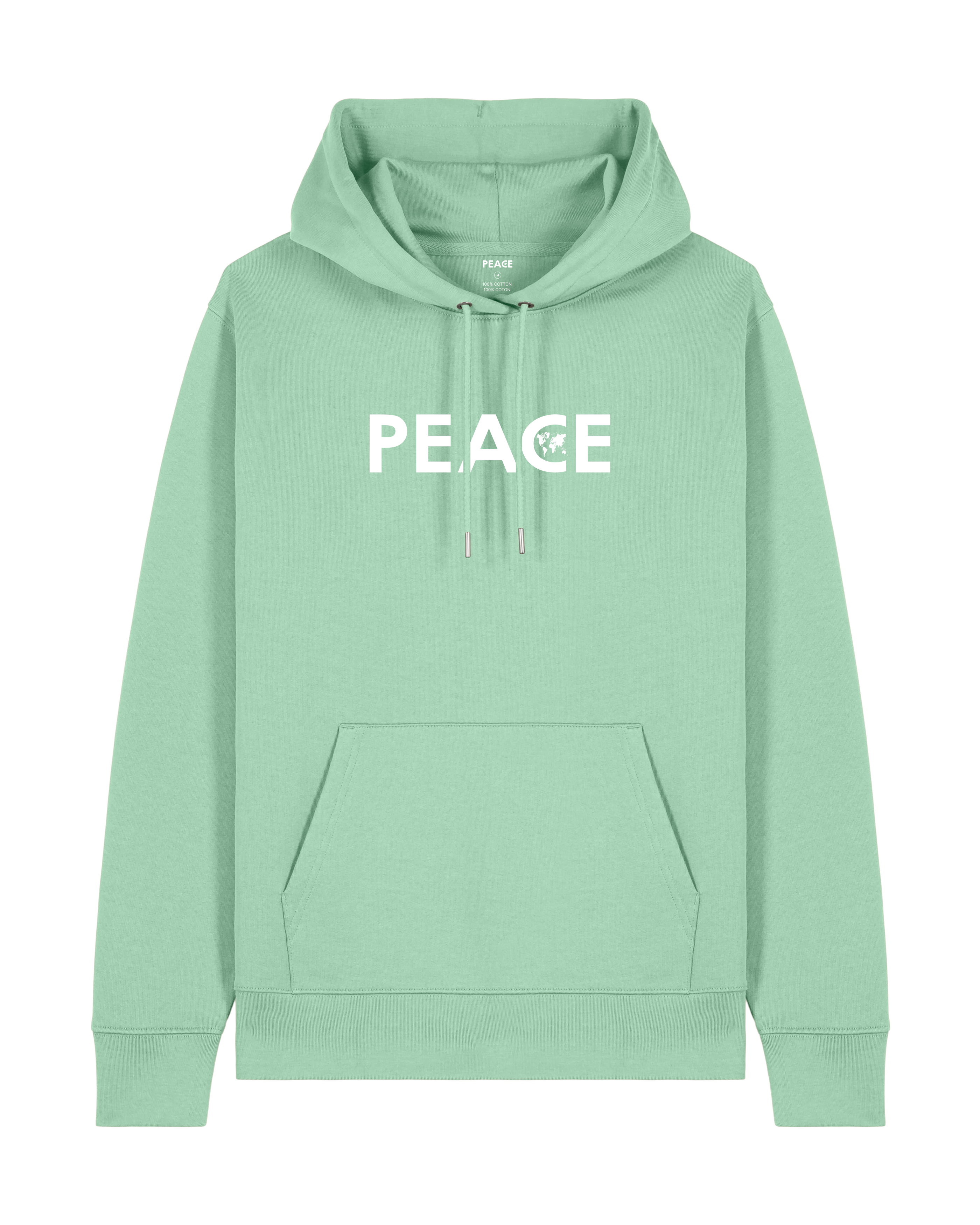 Sweat à Capuche PEACE Classic Jade Brumeux - Logo Blanc