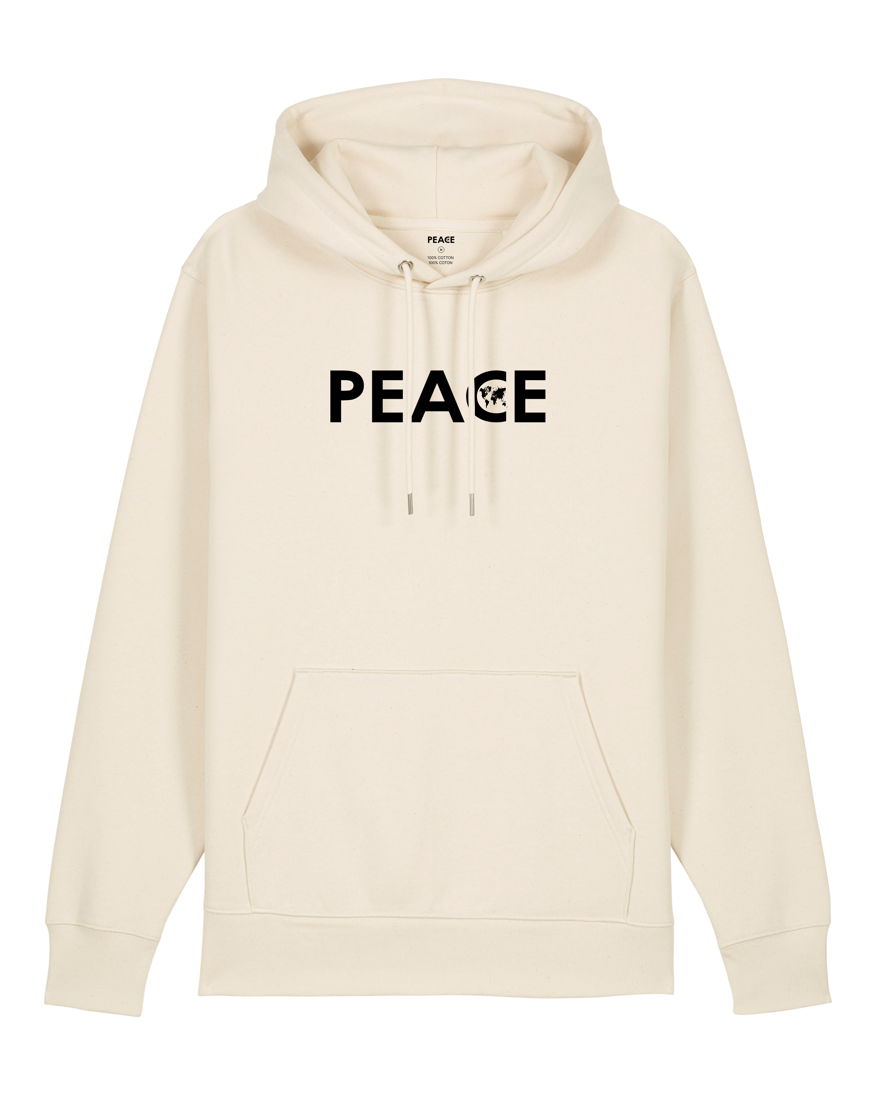 Hoodie PEACE Classic Natural Raw - Black Logo