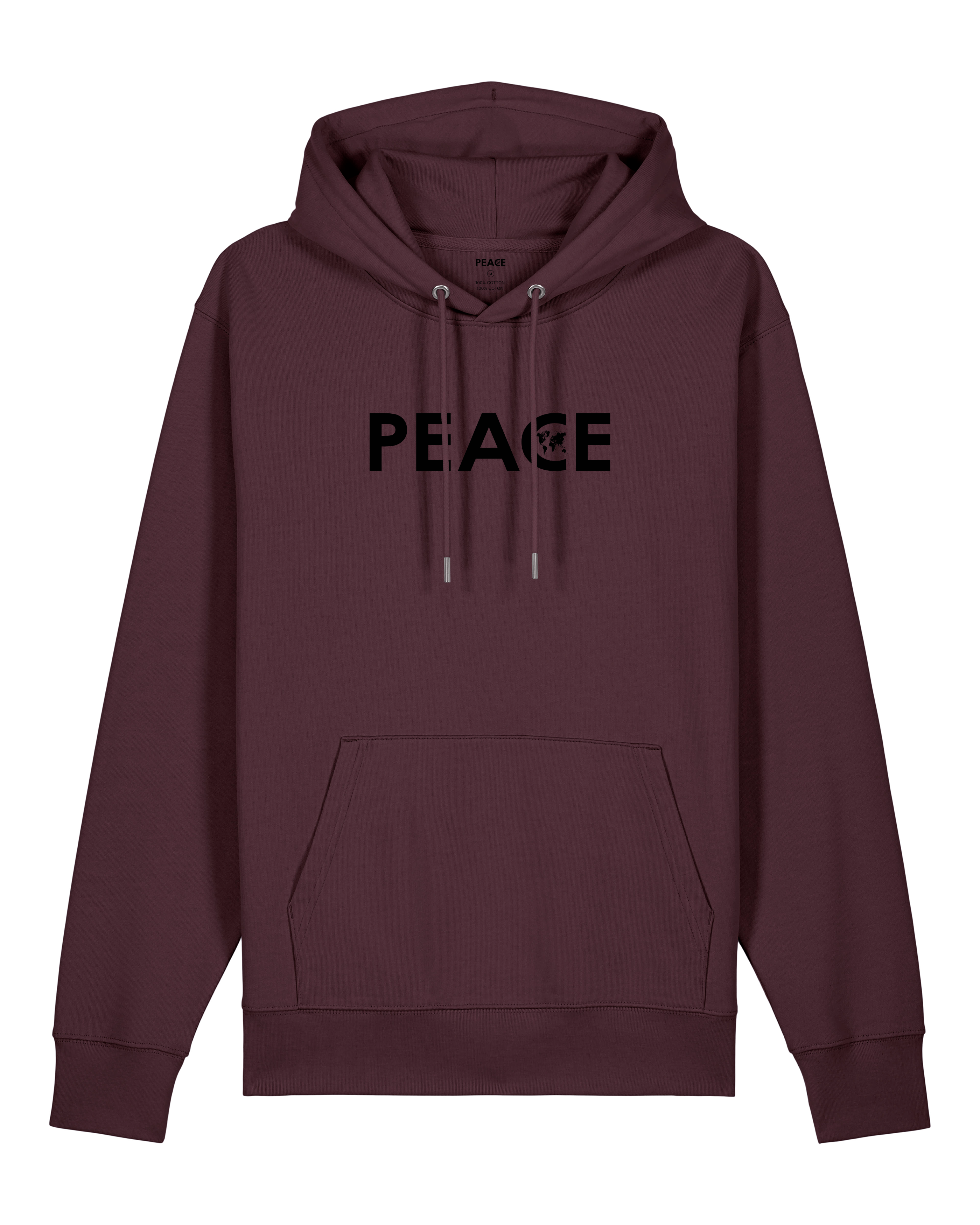 Hoodie PEACE Classic Red Brown - Black Logo