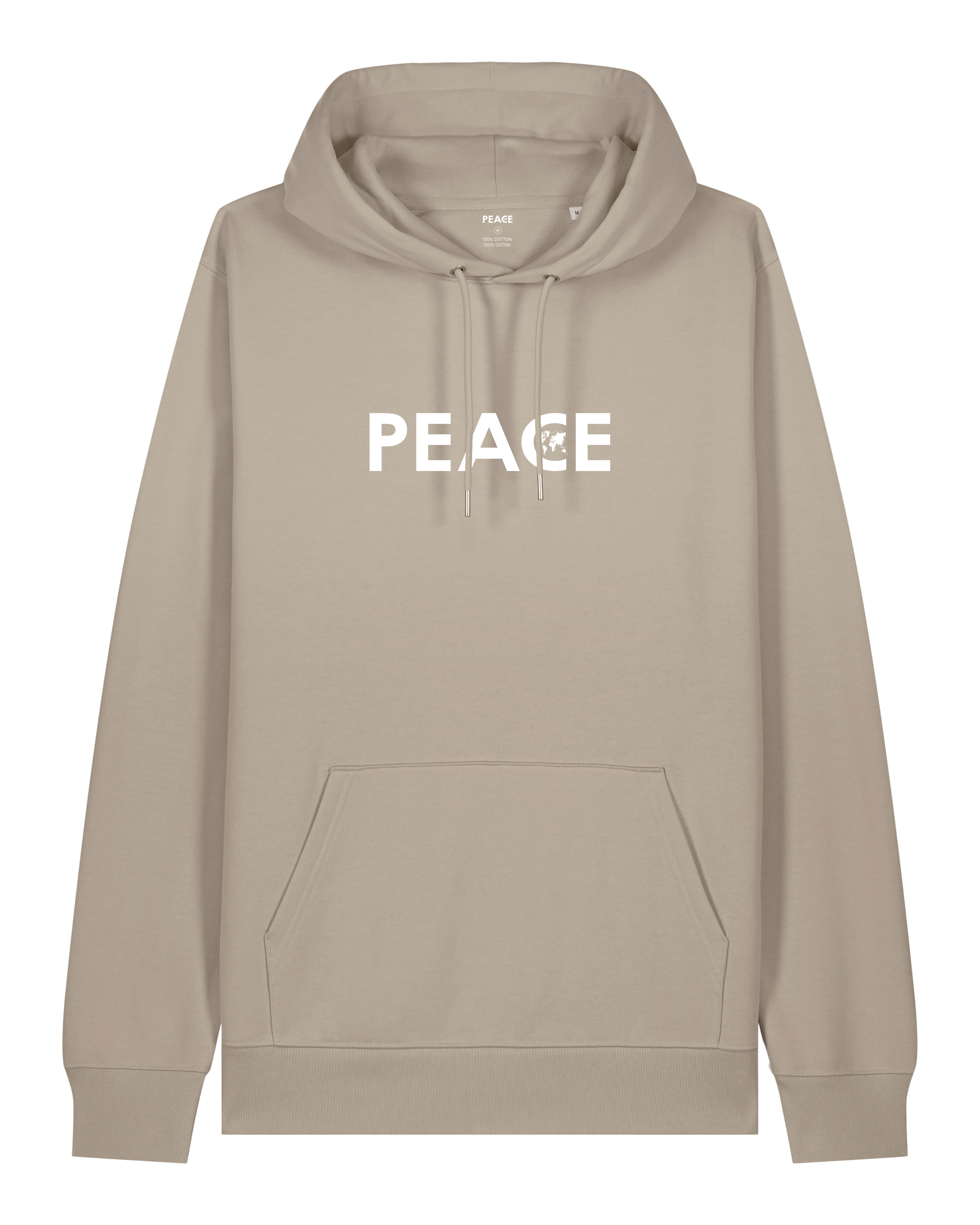 Hoodie PEACE Classic Stone - White Logo
