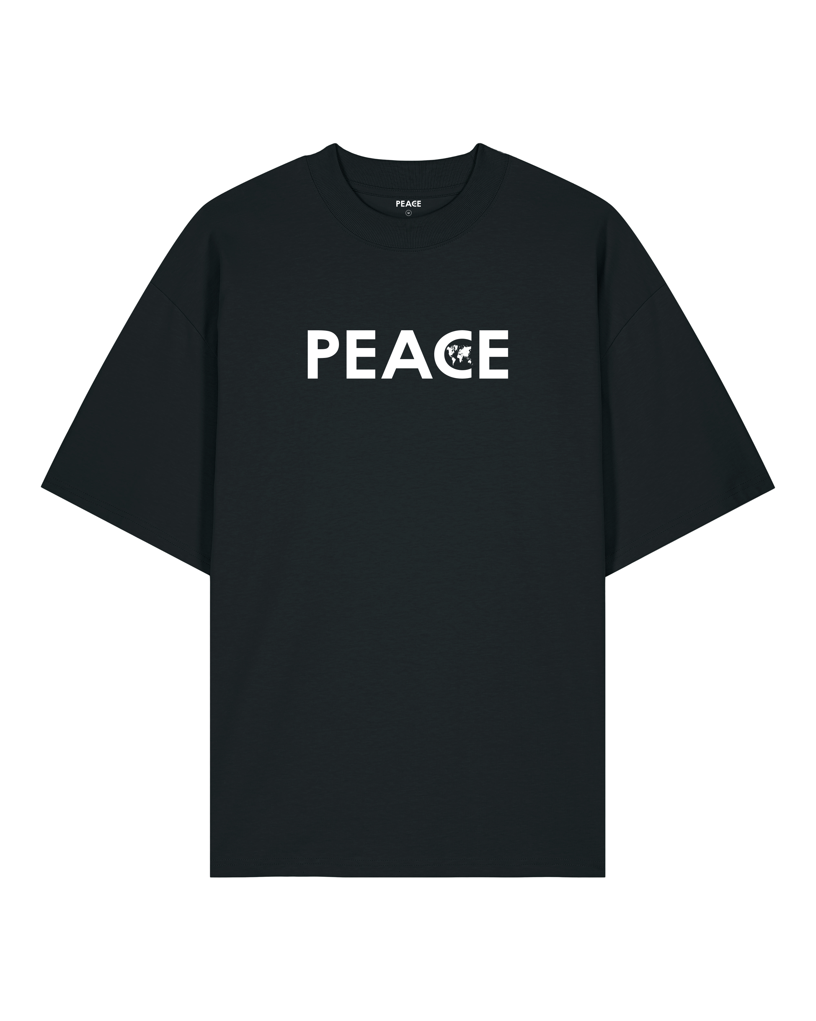 T-Shirt Oversize PEACE Classic Noir - Logo Blanc